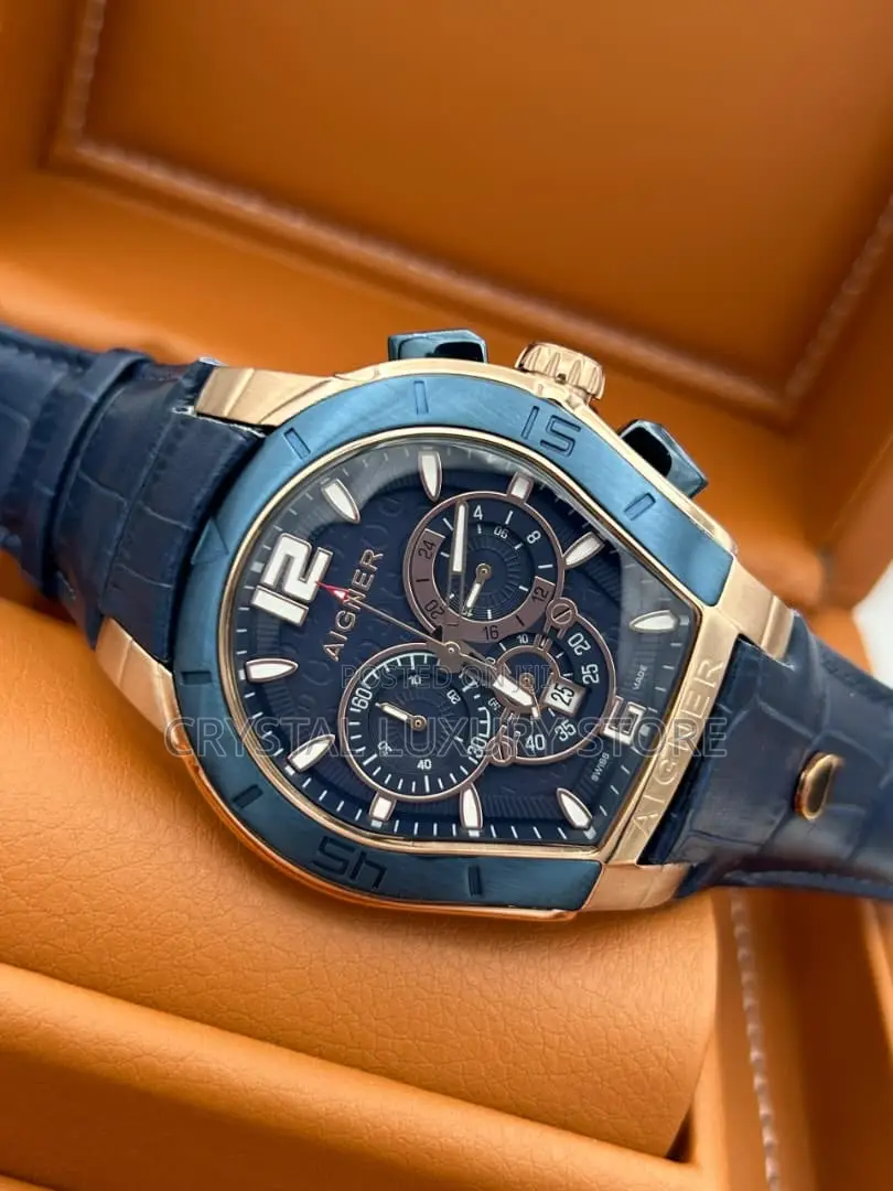 Aigner Quality Luxury Men Genuine Leather Wristwatch