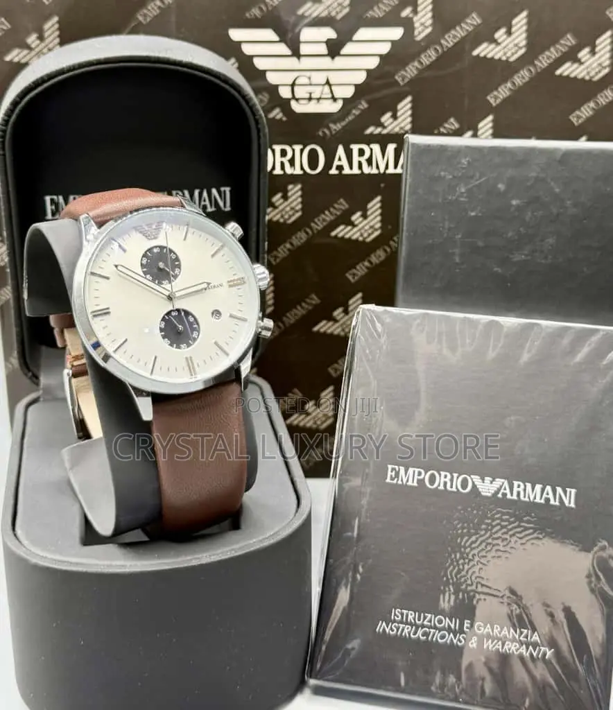 Emporio Armani Quality Luxury Men Genuine Leather Wristwatch