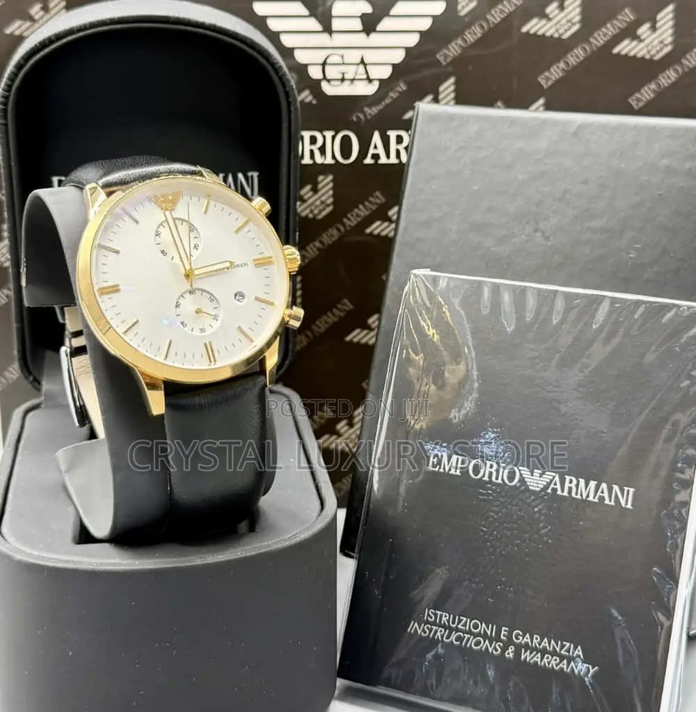 Emporio Armani Quality Luxury Men Genuine Leather Wristwatch