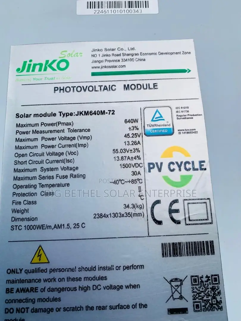 640w Jinko Halfcut Solar Mono Panel