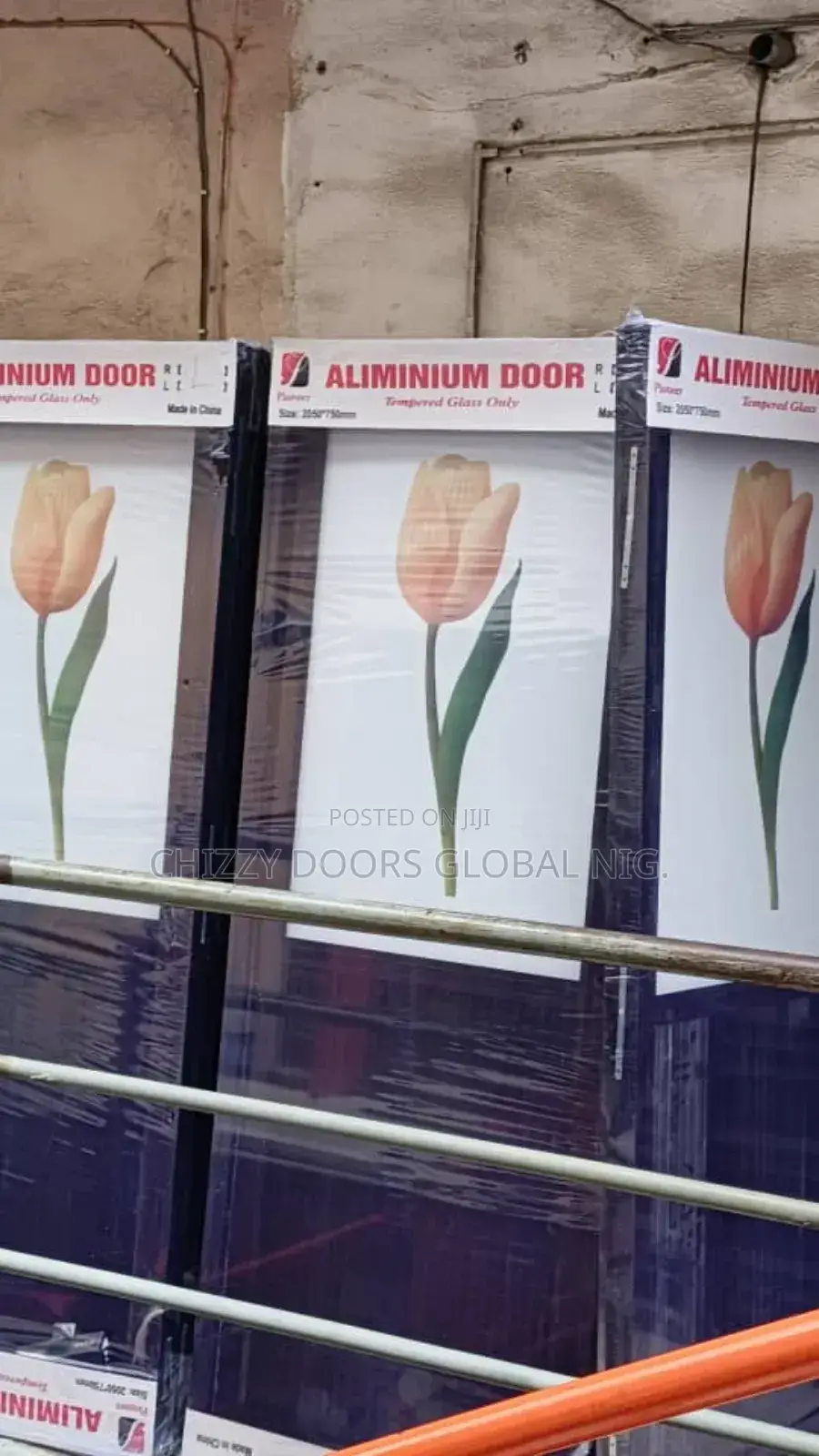 Toilet Half Glass Door Aluminum With Tampered Grass