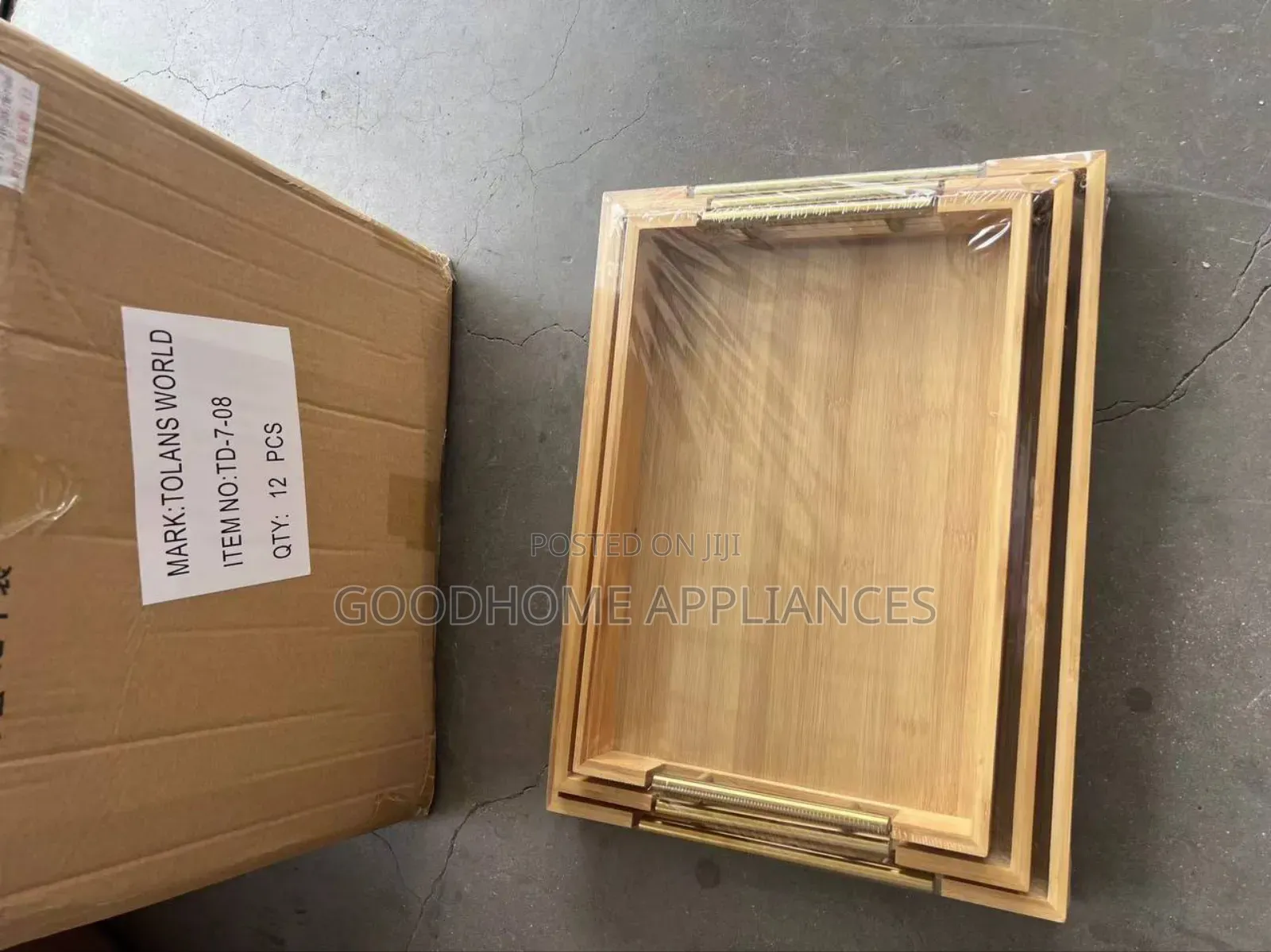 3 in 1 Wooden Tray With Golden Handle