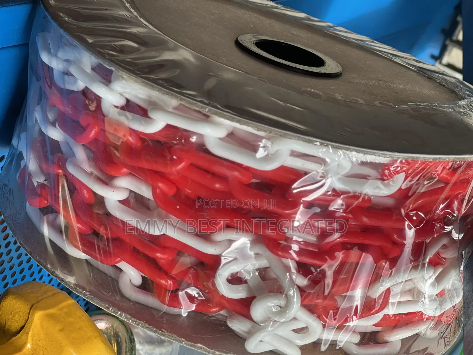 Red and White Plastic Barrier Chains,