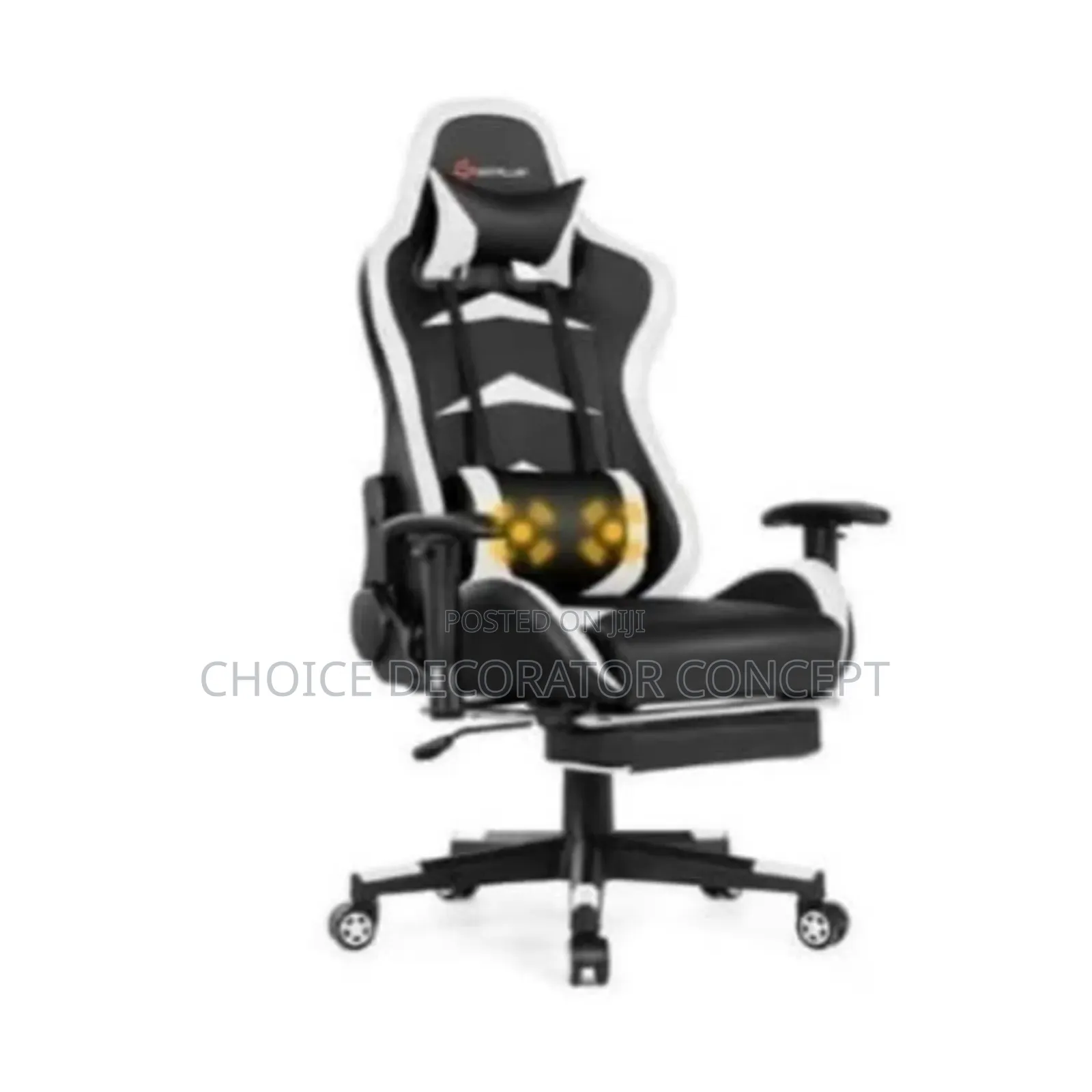Gaming/Office Chair With Footrest Black/White
