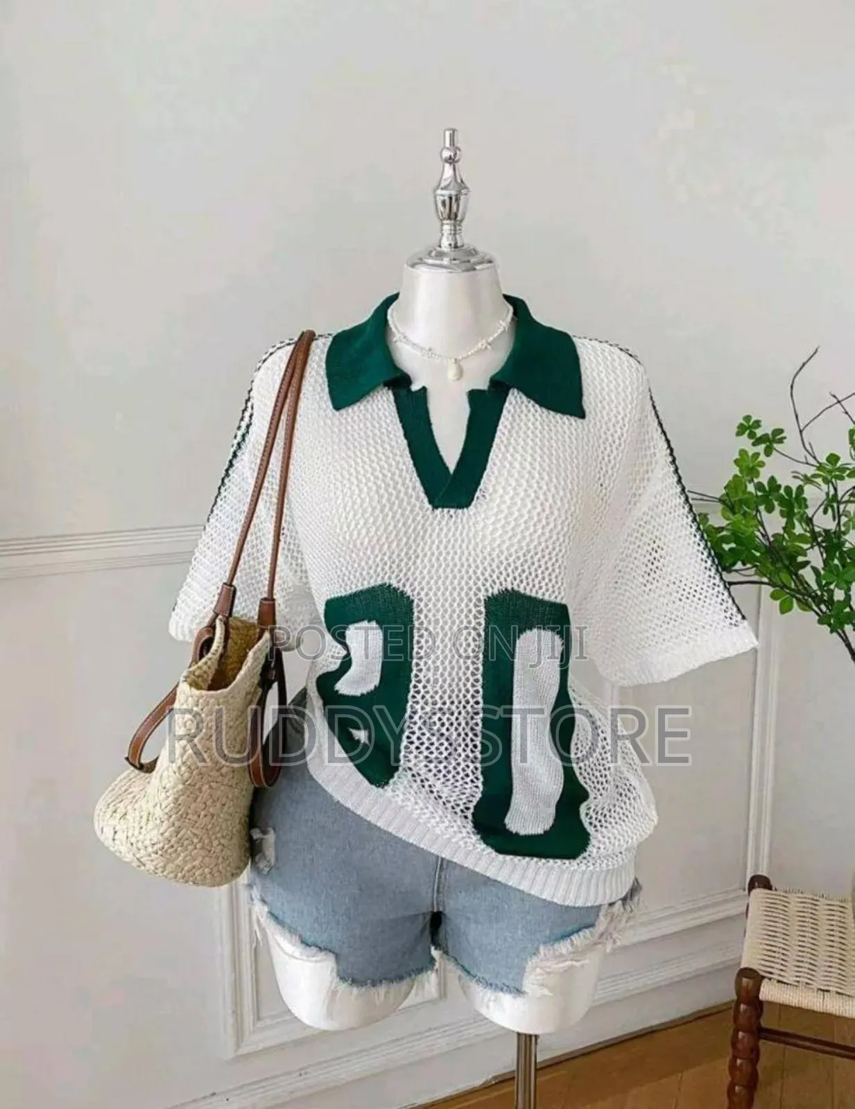Women’S Knitted Jersey Top | Effortless Chic Numbered Top