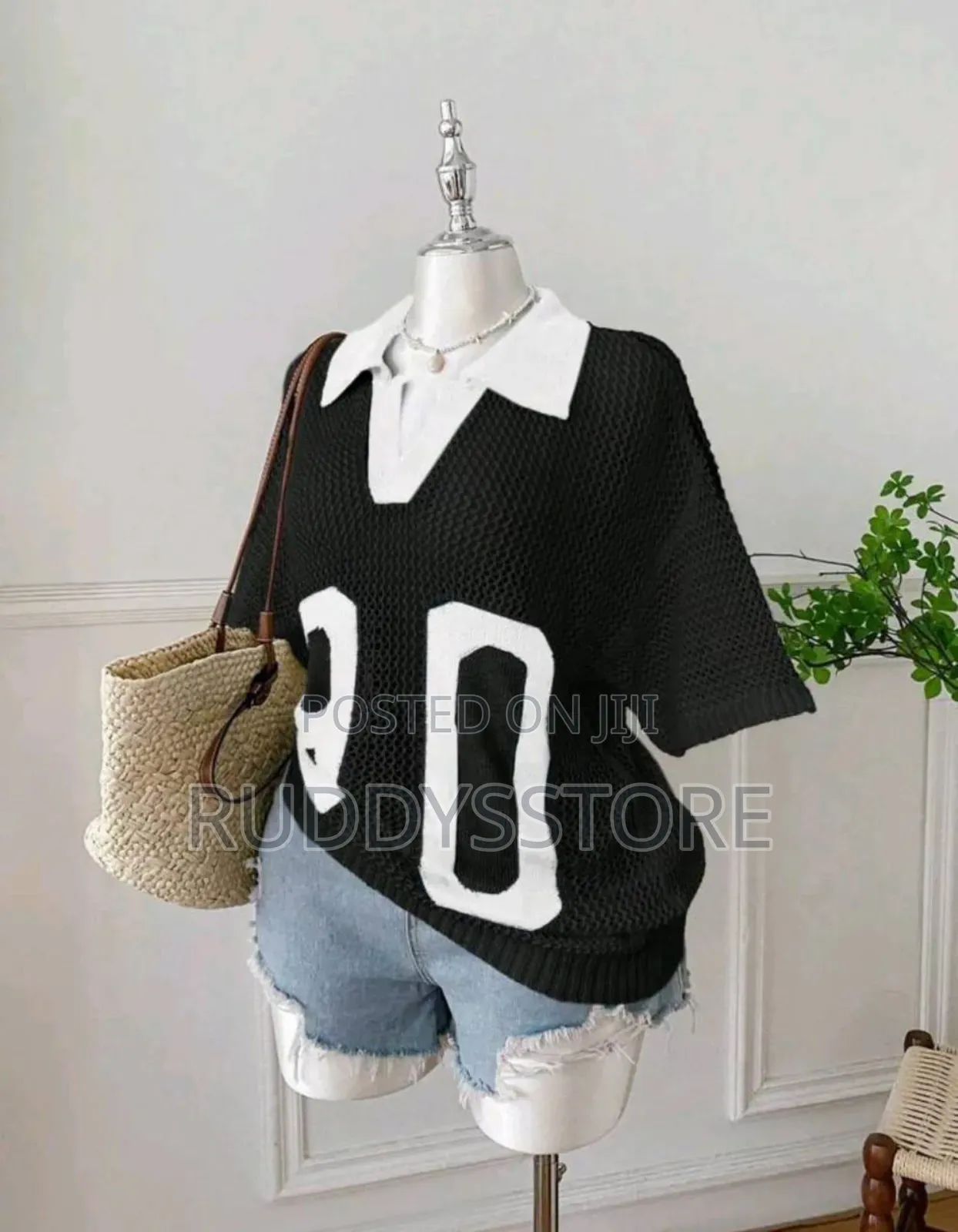 Women’S Knitted Jersey Top | Effortless Chic Numbered Top