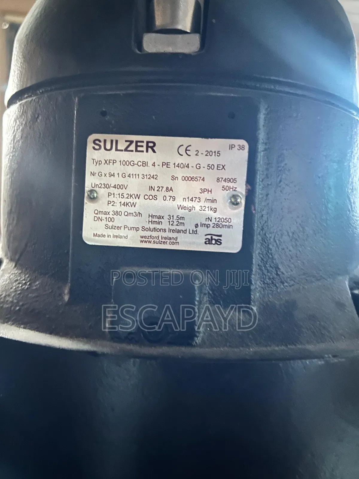 Sulzer XFP 100g-Cb1.4 Submersible Pump – 15.2kw, Dn-100