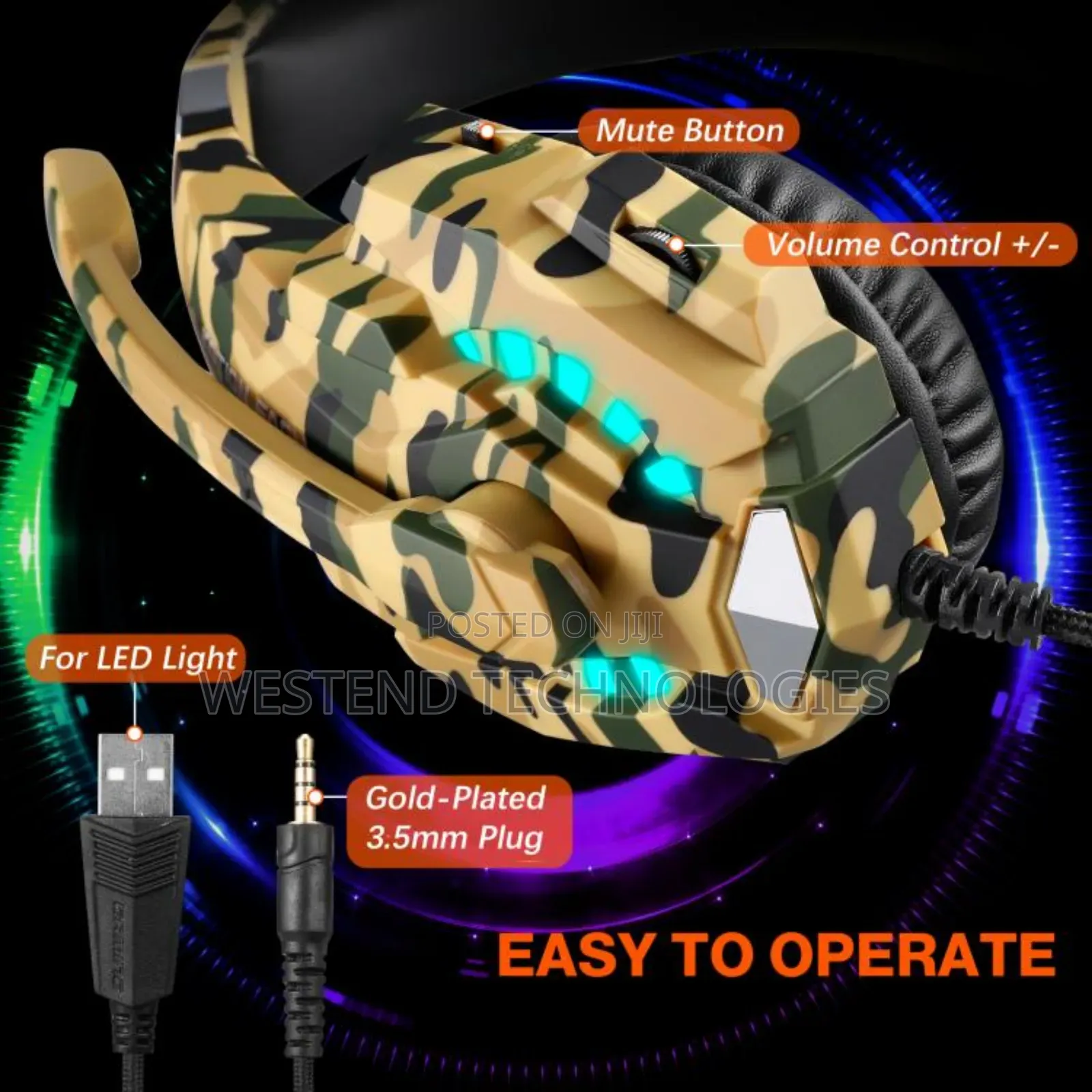 Kotion Each G9000 Pro Gaming Headset With Mic and Backlight for Ps5
