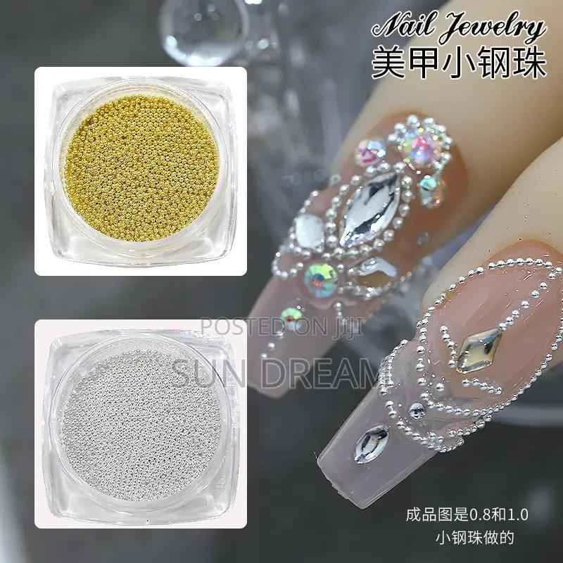 Mini Steel Ball Nail Art Accessories Gold Silver Nail Charms Diy Gems