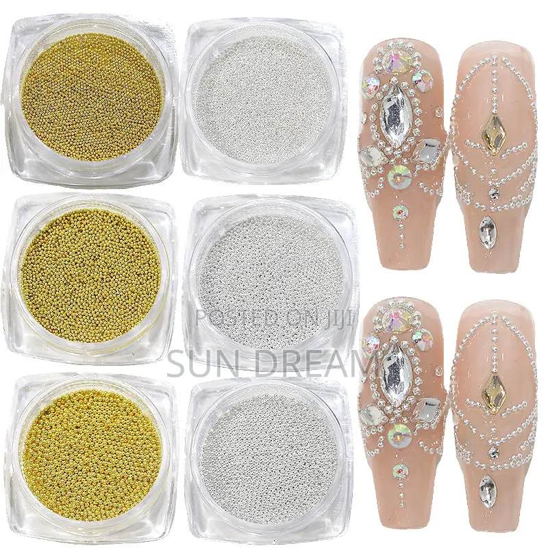 Mini Steel Ball Nail Art Accessories Gold Silver Nail Charms Diy Gems