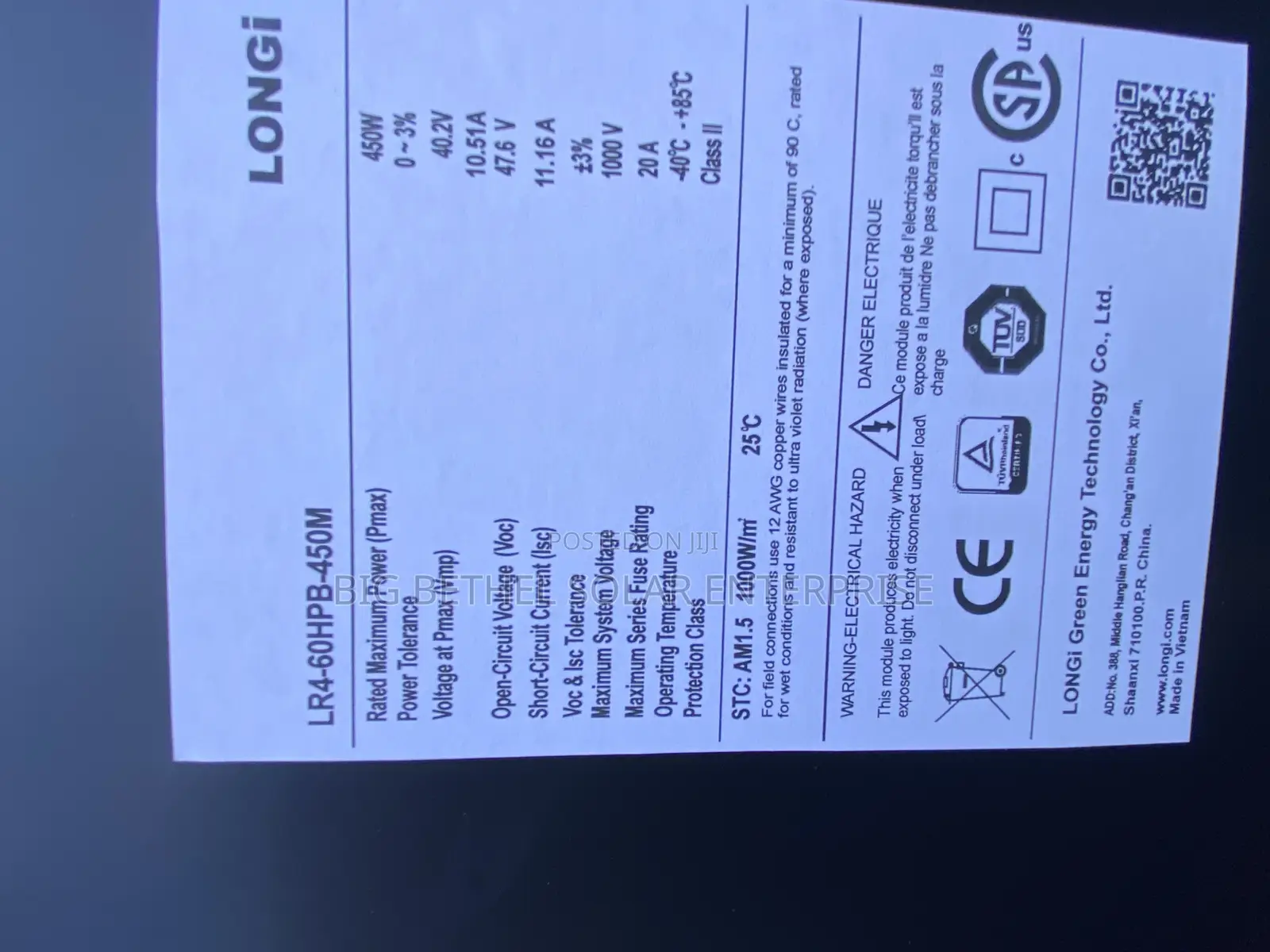Longi 450w All Black Halfcult Cells Solar Panels