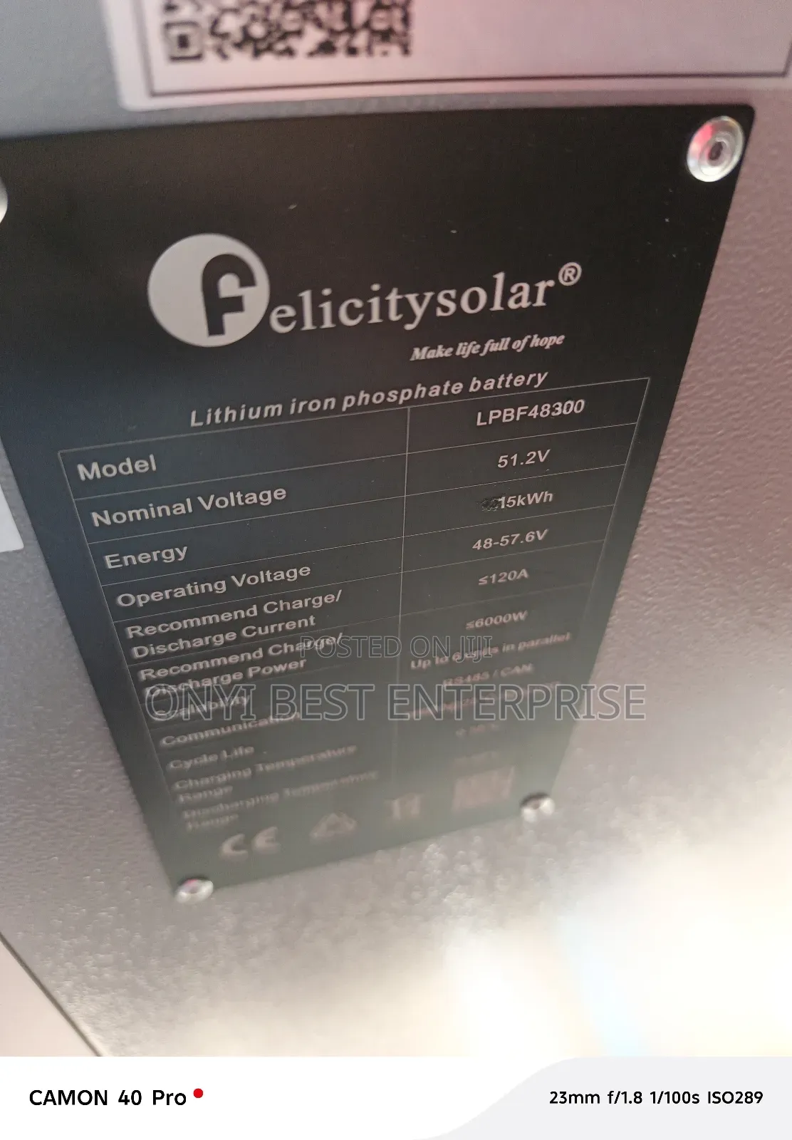 Felicity Lithium Ion Battery 15kwh51.2v