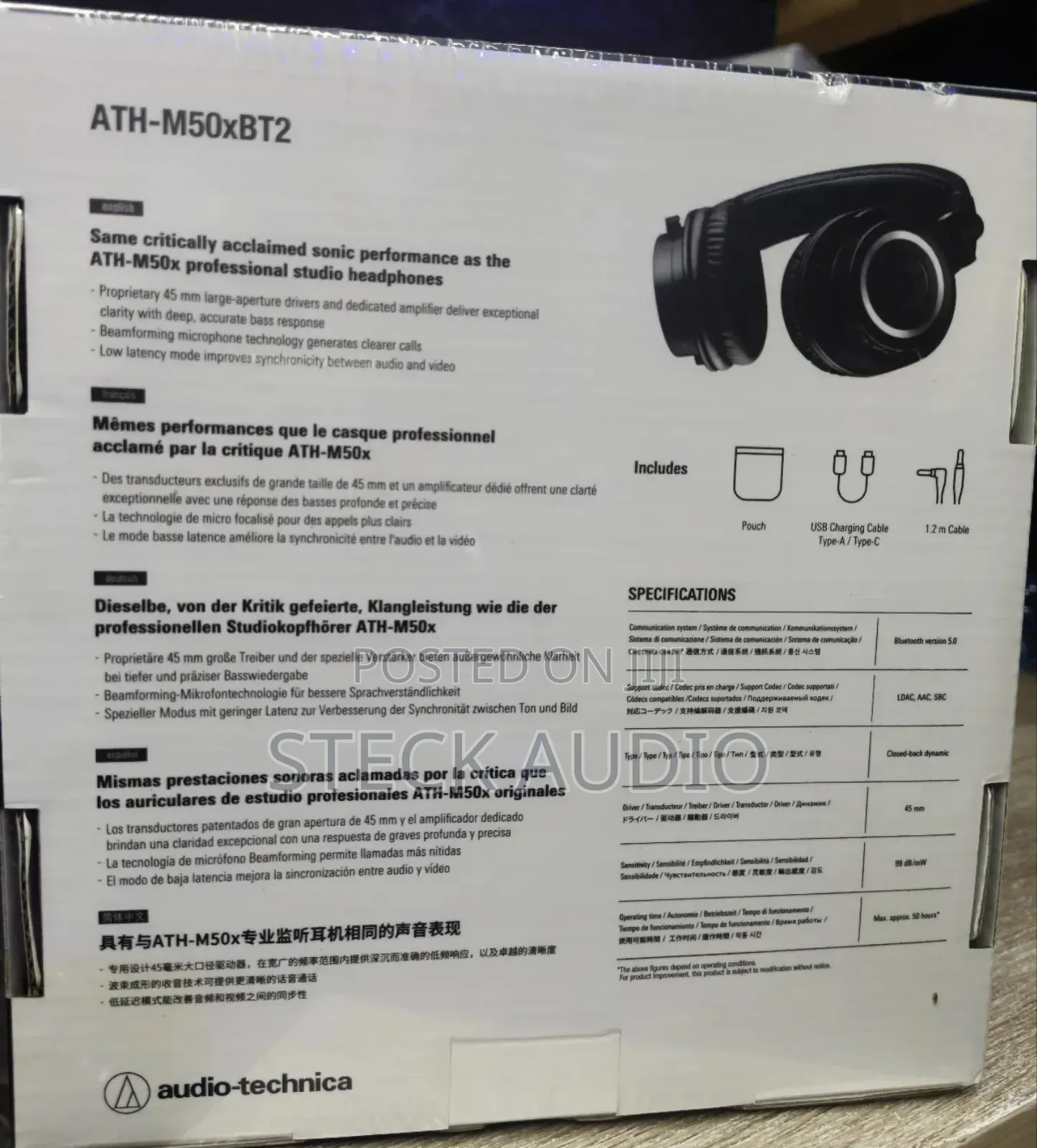 Audio Technica Ath M50x Bluetooth Professional Headphones, For