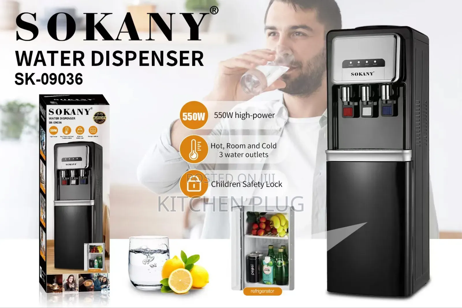 Sokany Water Dispenser, Model Sk-09001, 3 Taps