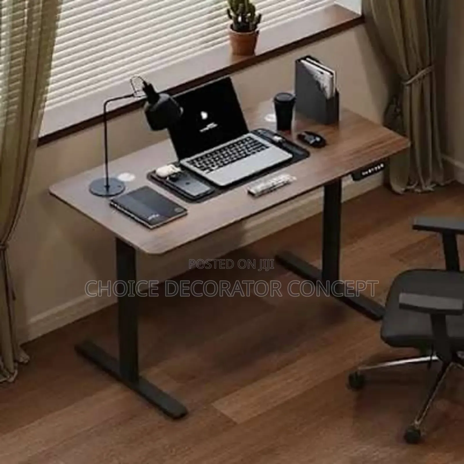 Modern Adjustable Electric Desk - Walnut Top