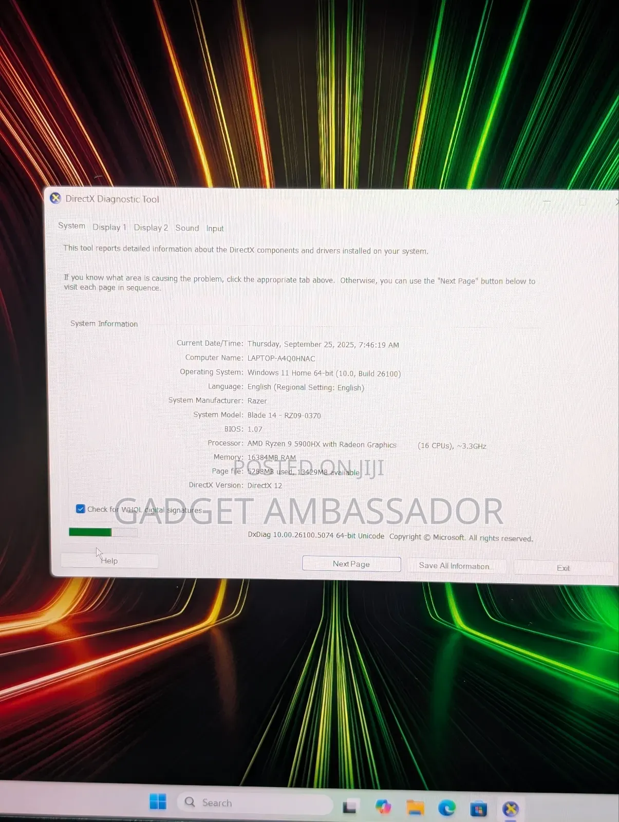 Laptop Razer Blade 16GB AMD Ryzen 9 SSD 1T