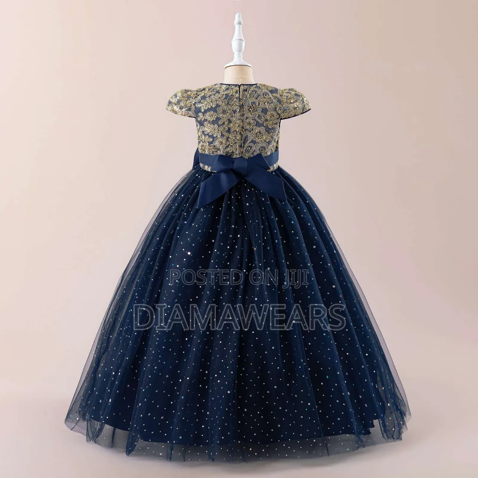 Navy Blue Ceremonial Princess Full Ball Gown