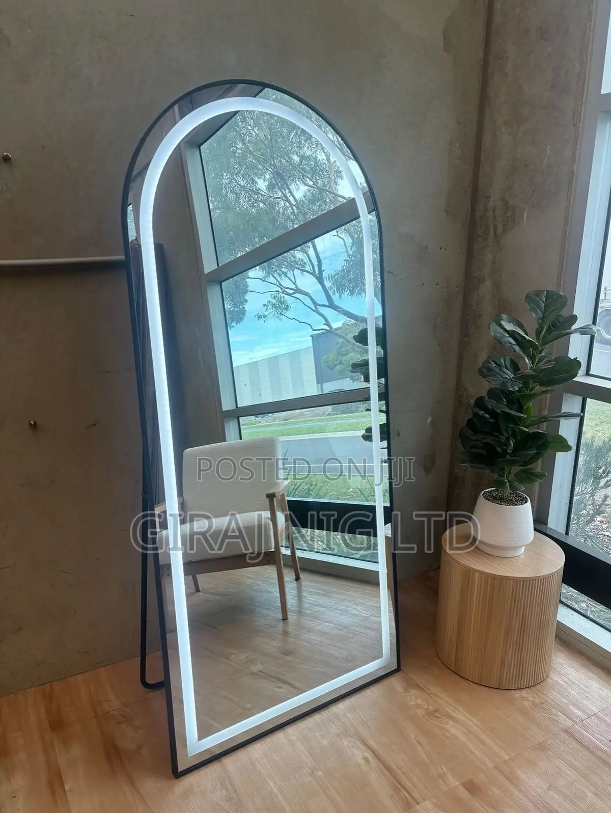 Arched Mirror With Led Lights/Stand