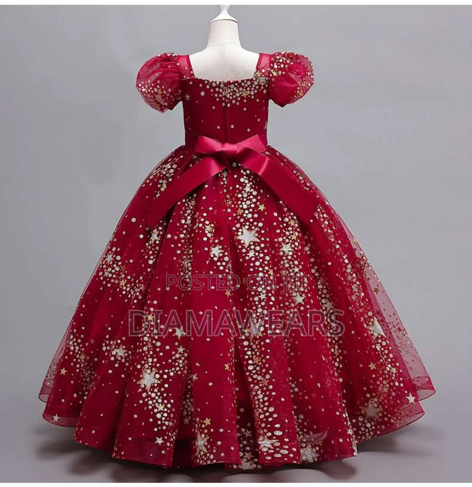 Red Multicolour Princess Ceremonial Full Ball Gowm