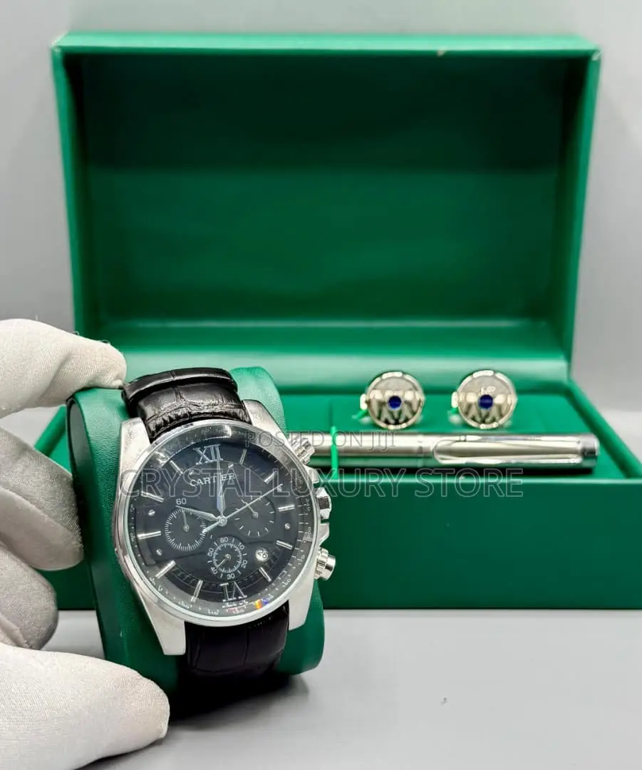 Cartier Quality Men Genuine Leather Wristwatch