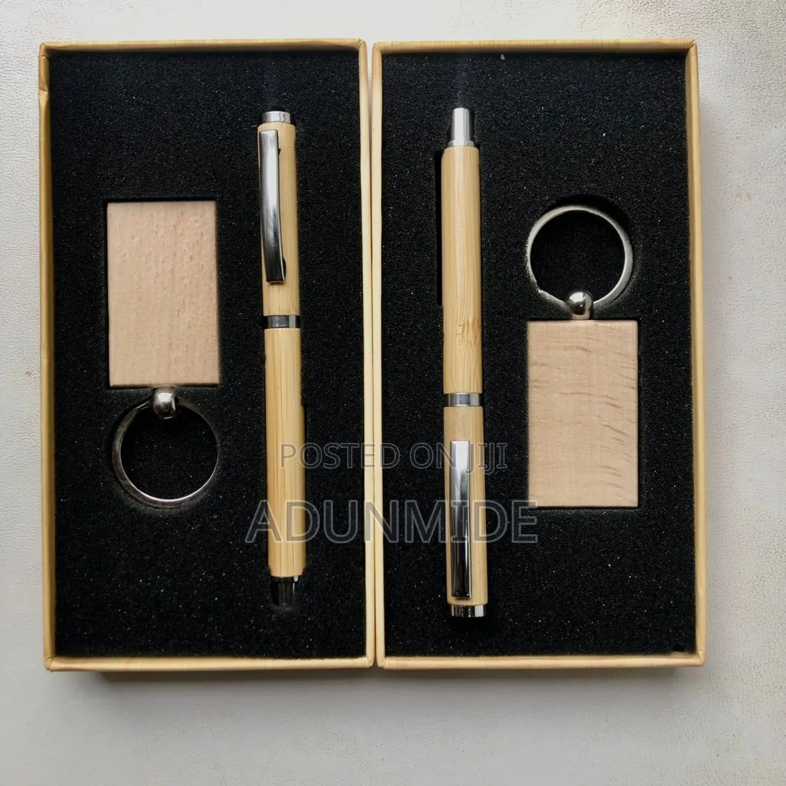 Bamboo Keyring and Pen Gift Set