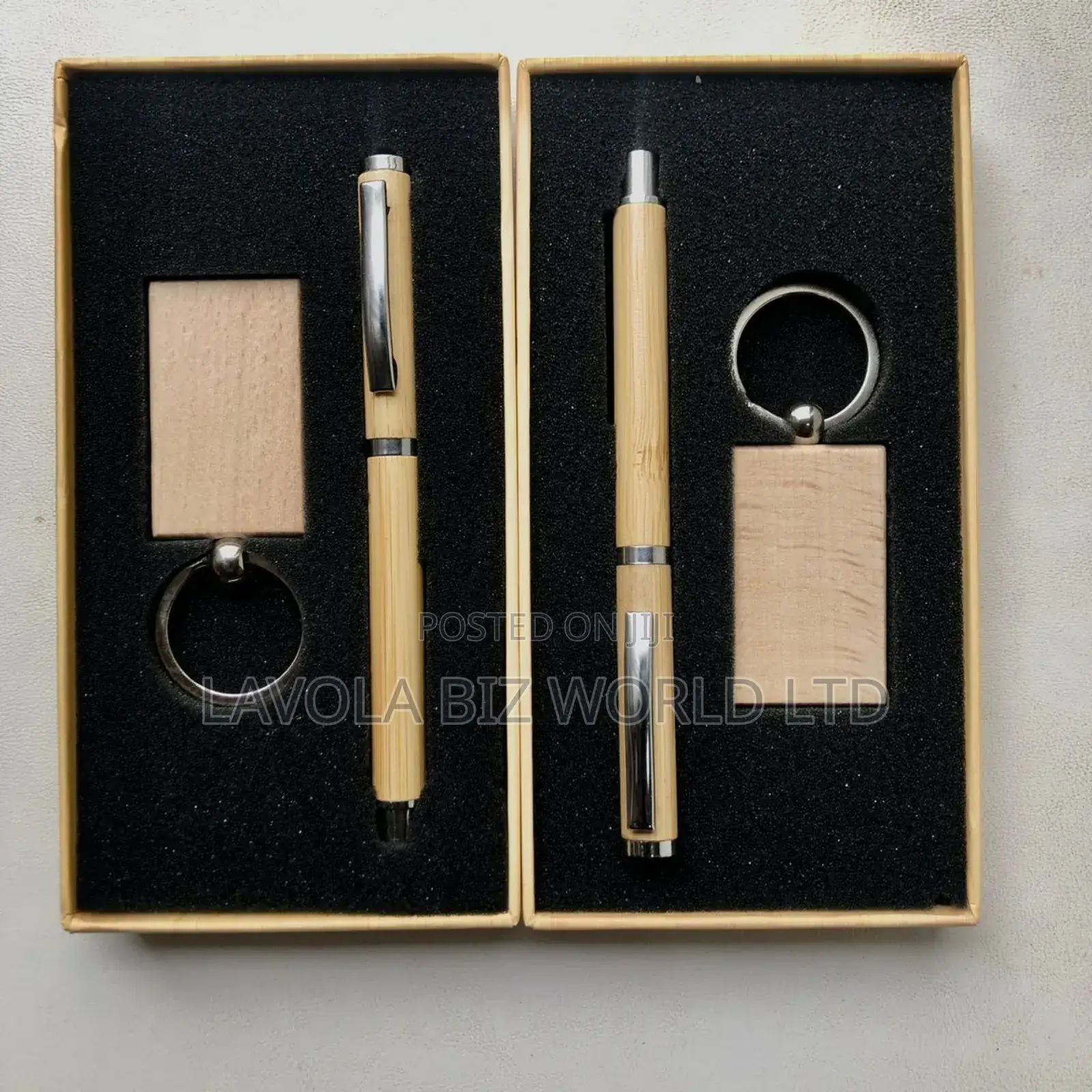 Bamboo Keyring and Pen Gift Set