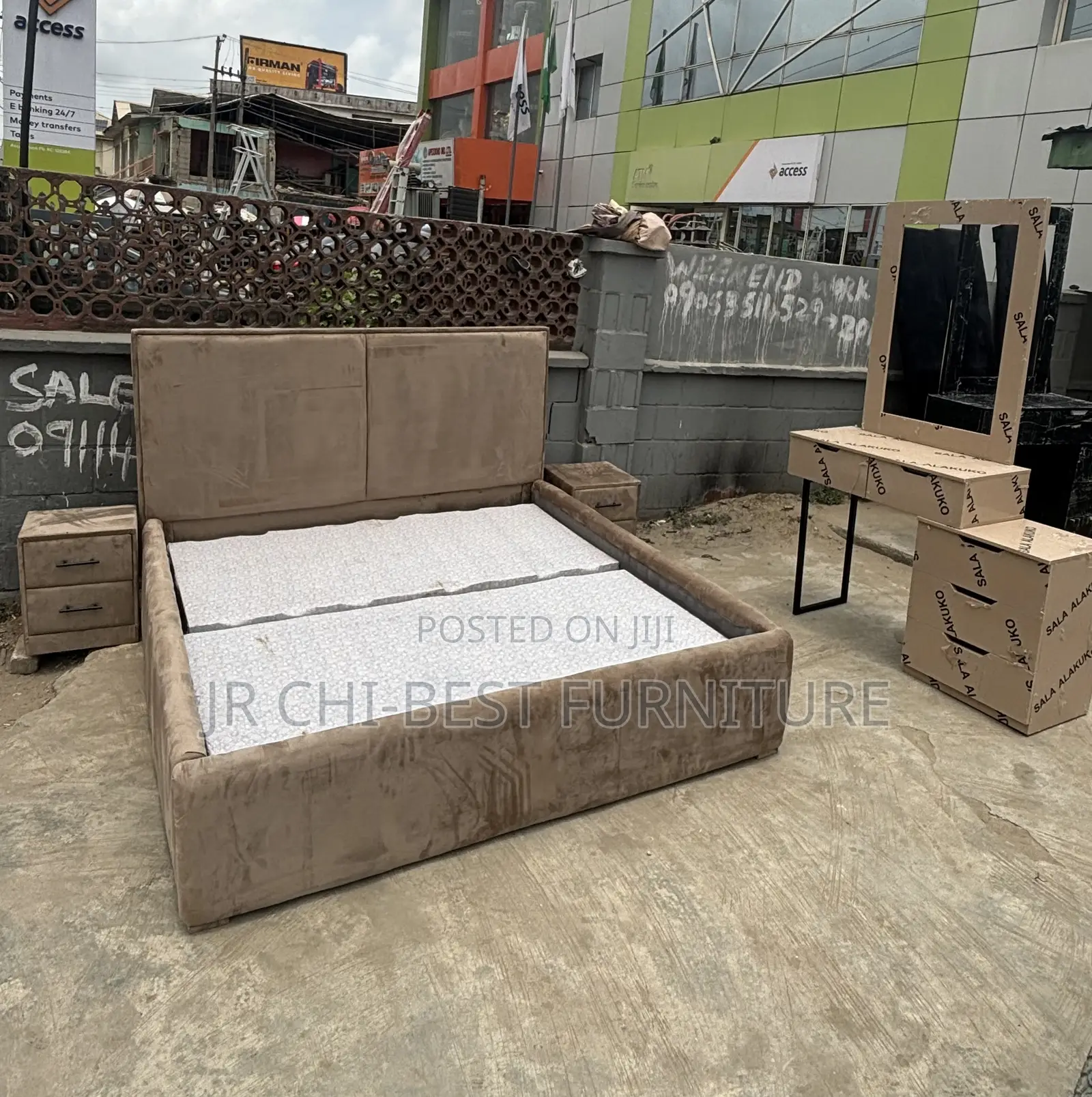 Uniquely Built Set of Upholstery HDF Padded 6 by 6 Bedframe