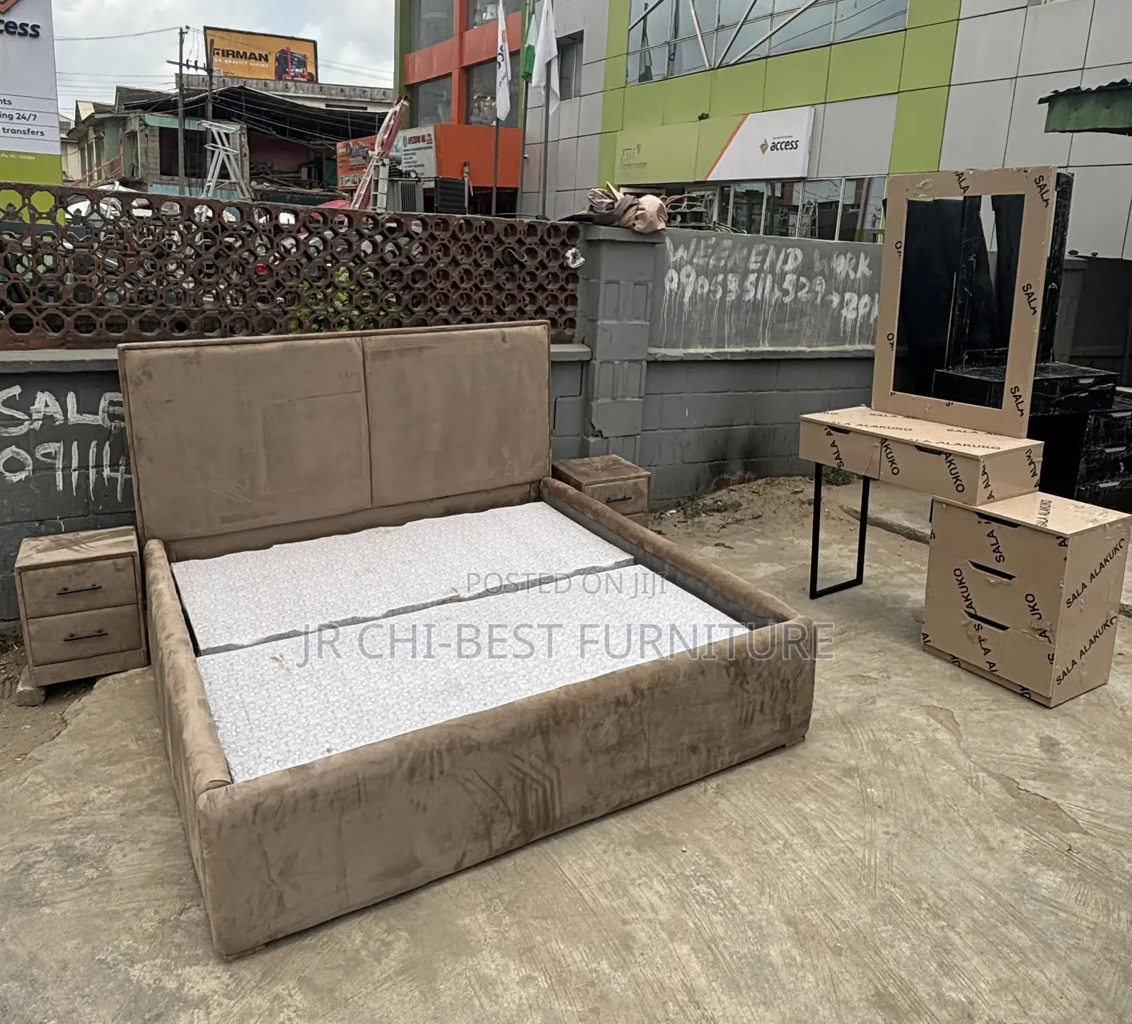 Greatly Valued Set of Durable King Size 6 by 6 Wooden HDF Bedframe
