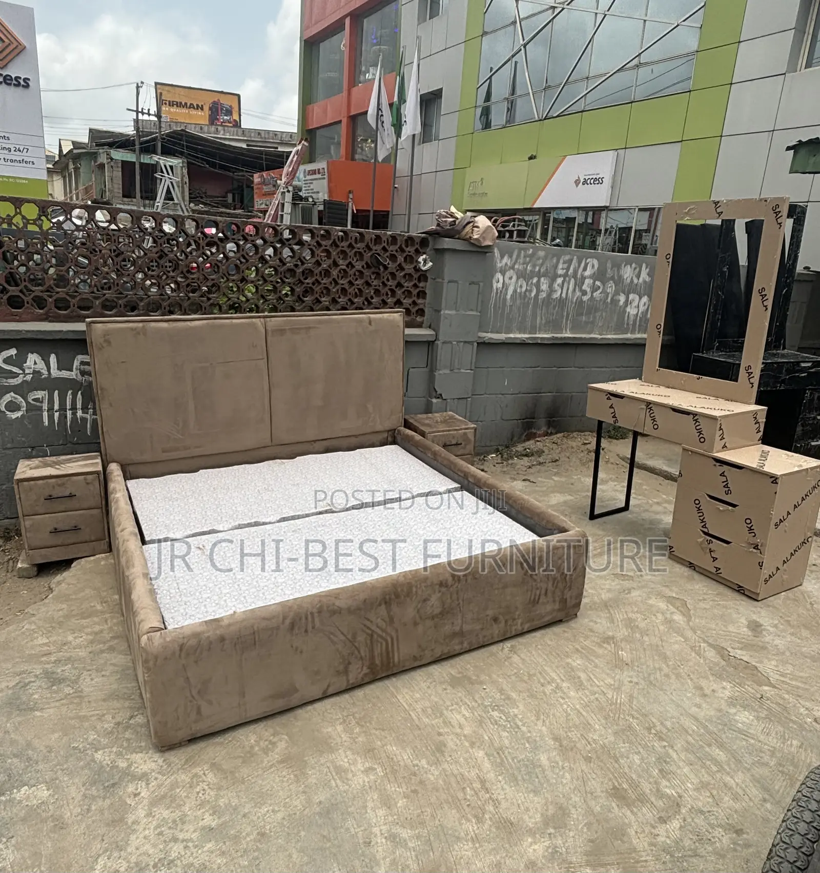 Outstanding Set of Upholstery 6 by 6 Padded HDF Wooden Bedframe