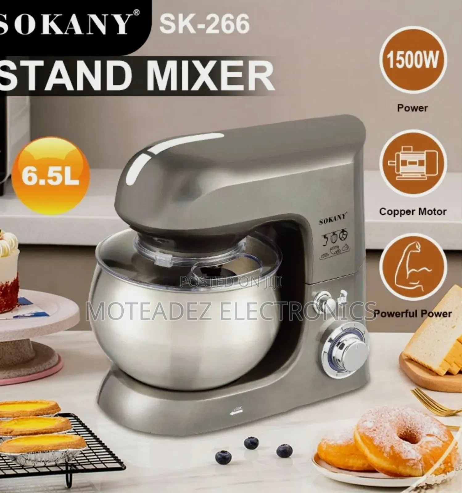 Sokany 6.5l (1200w)  Copper Coil Commercial Stand Cake Mixer