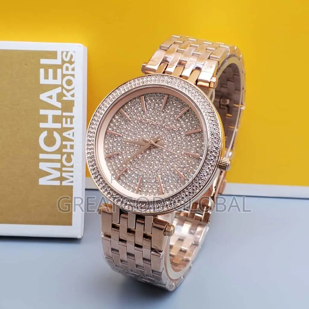 Female Micheal Kors Chain Luxury Wristwatch Full Stone