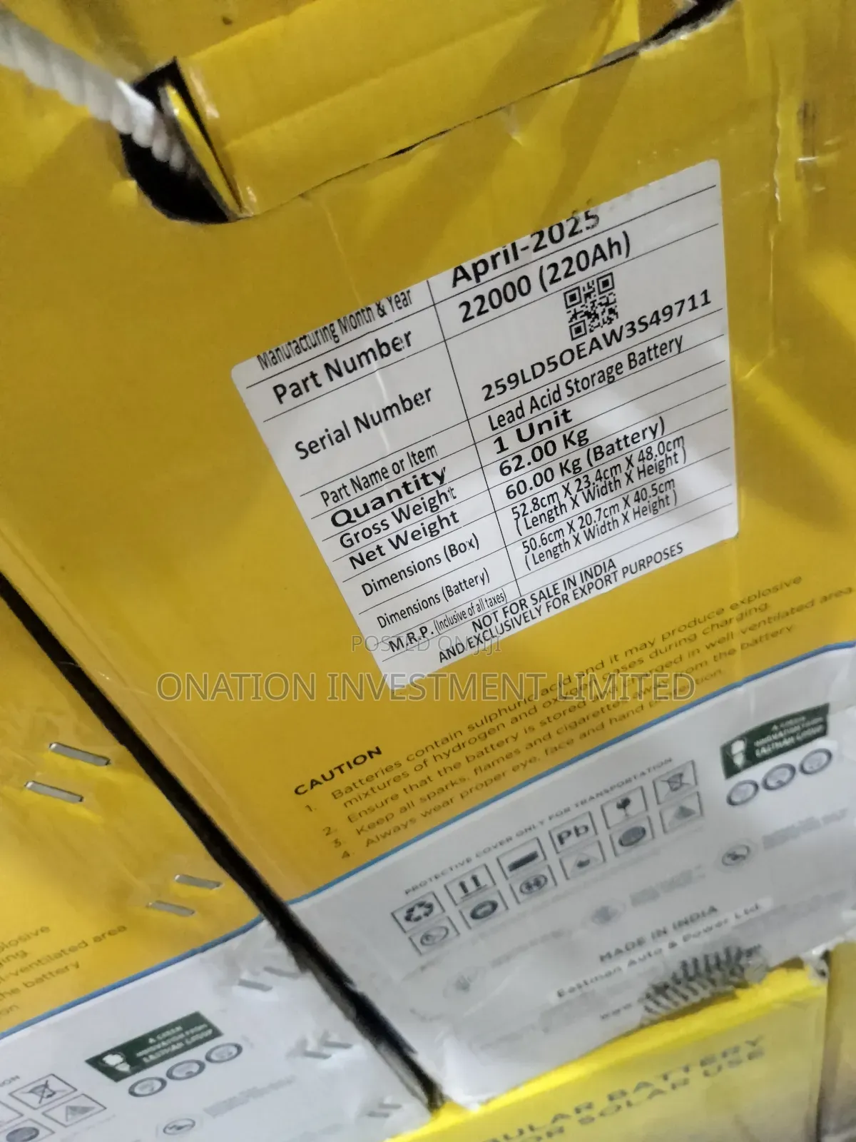 220ah 12v Addo Series Tubular Battery