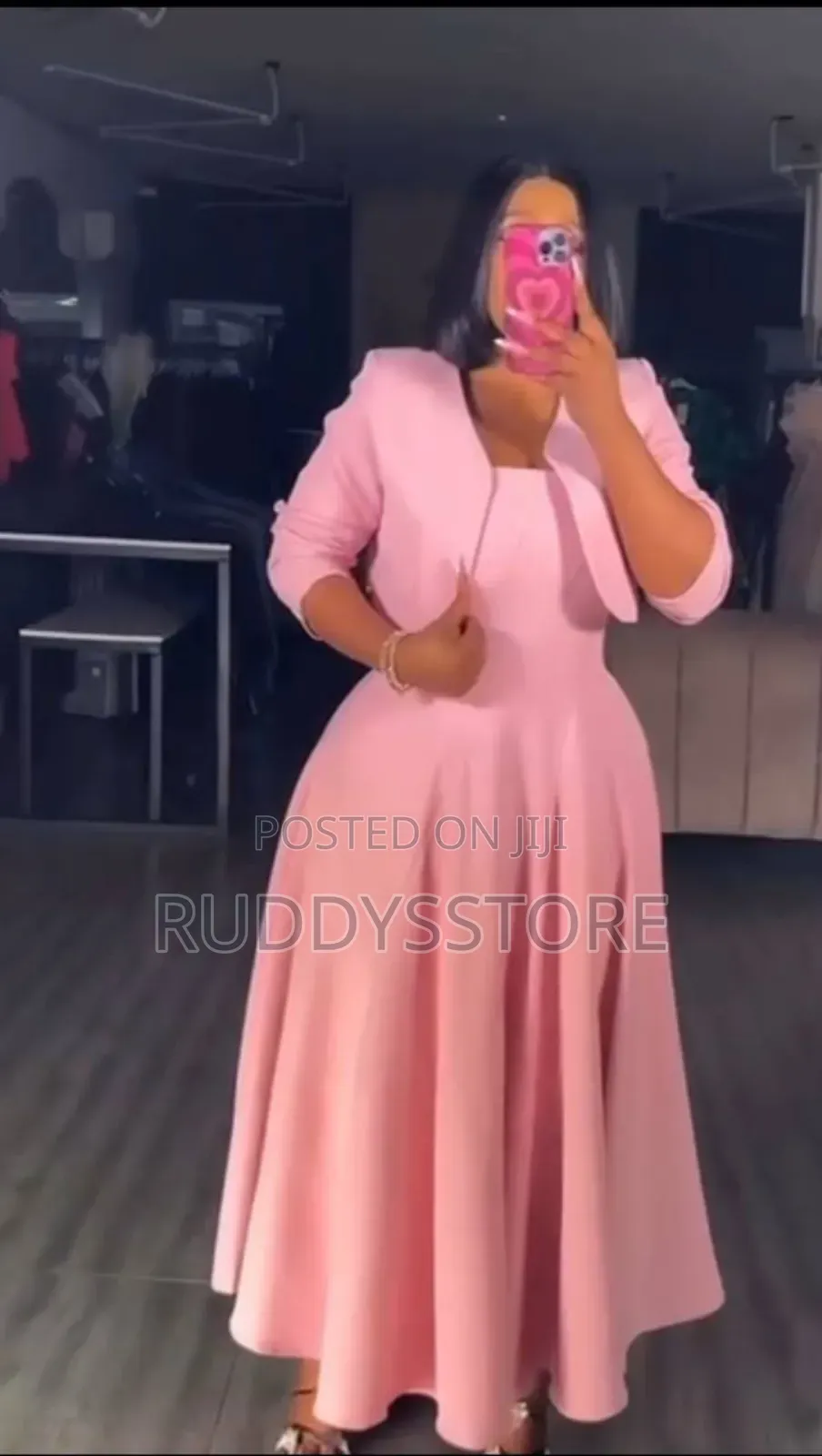 Red Pink Sleeveless Dress With Jacket – Women Dress Set