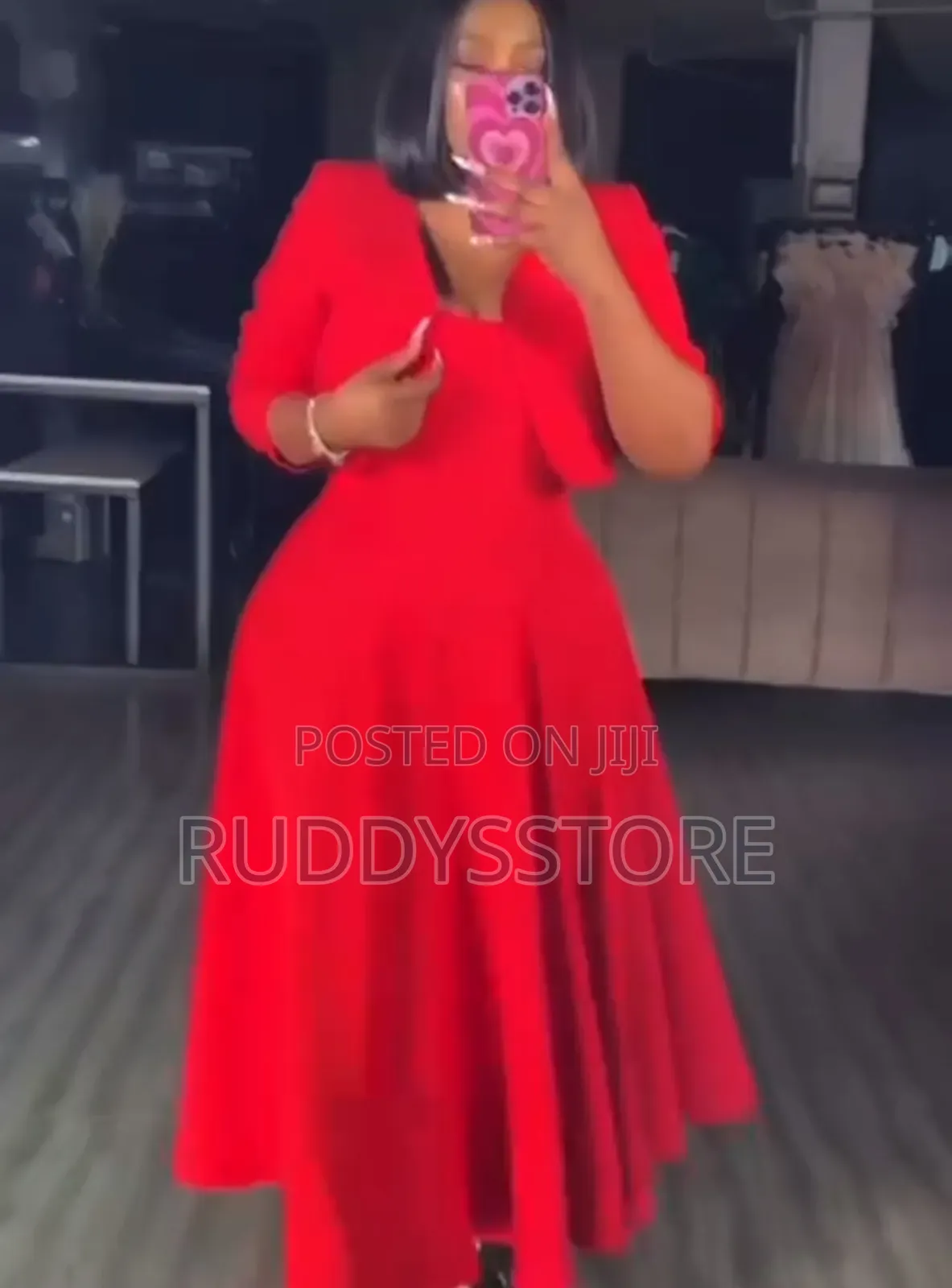 Red Pink Sleeveless Dress With Jacket – Women Dress Set