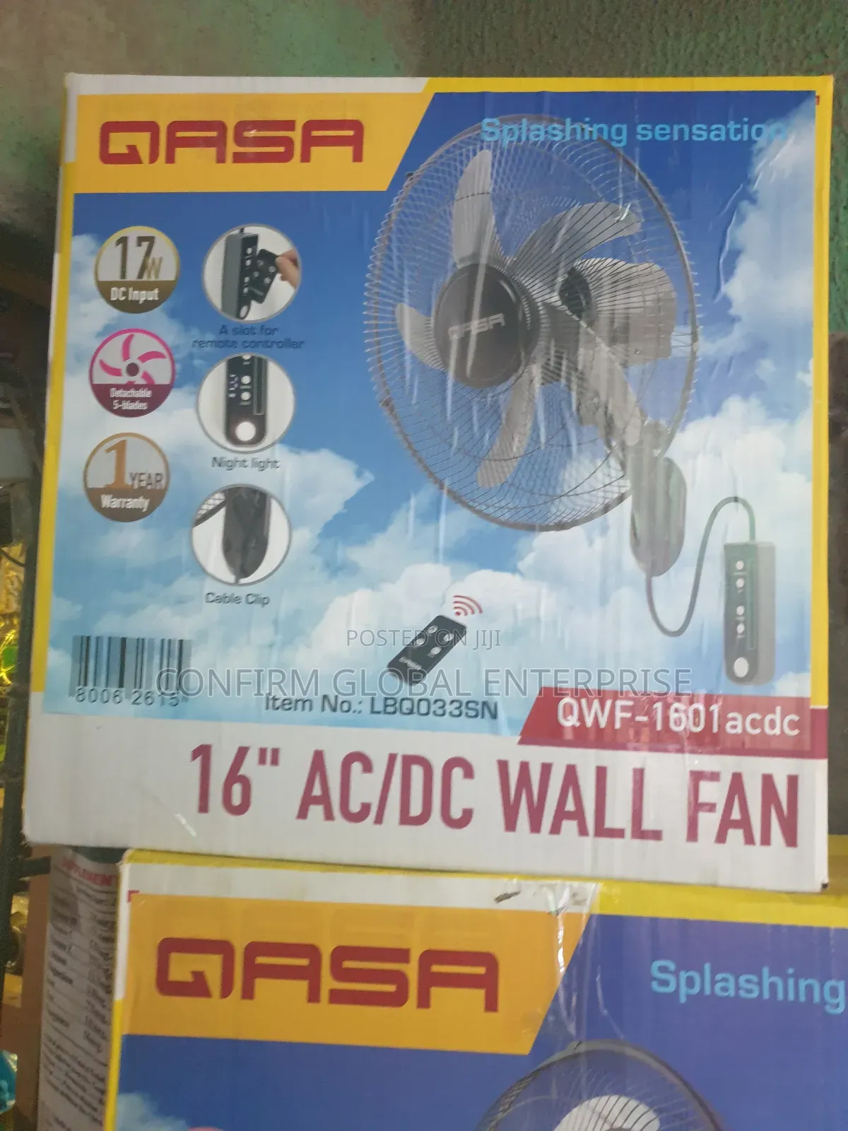 Gasa Solar Wall Fan 16 Inches
