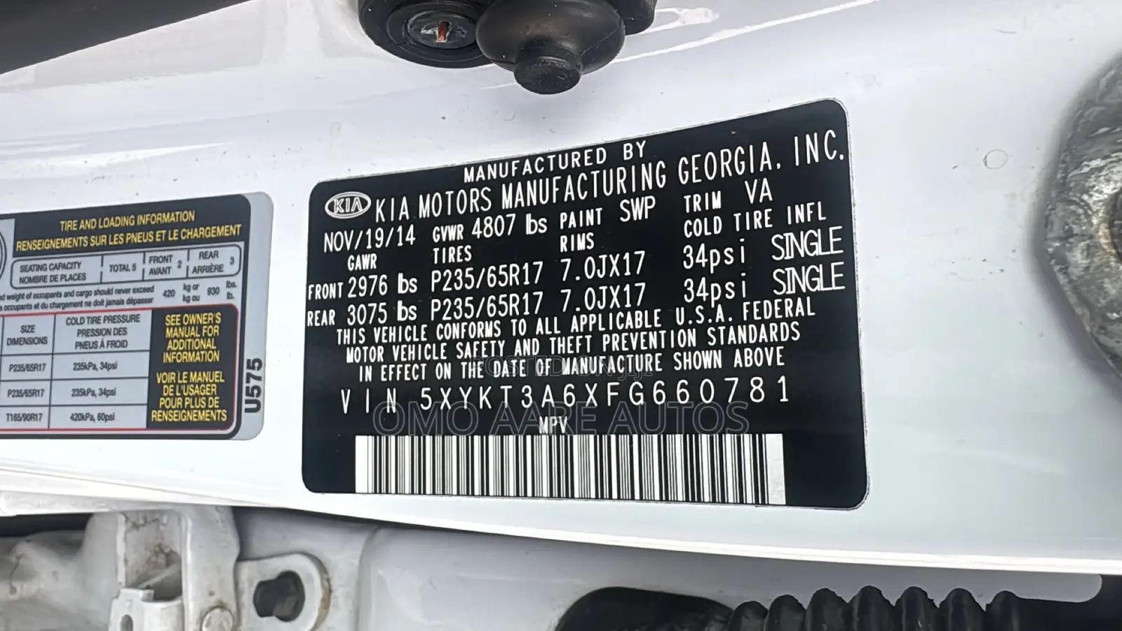 Kia Sorento LX 4dr SUV (2.4L 4cyl 6A) 2015 White