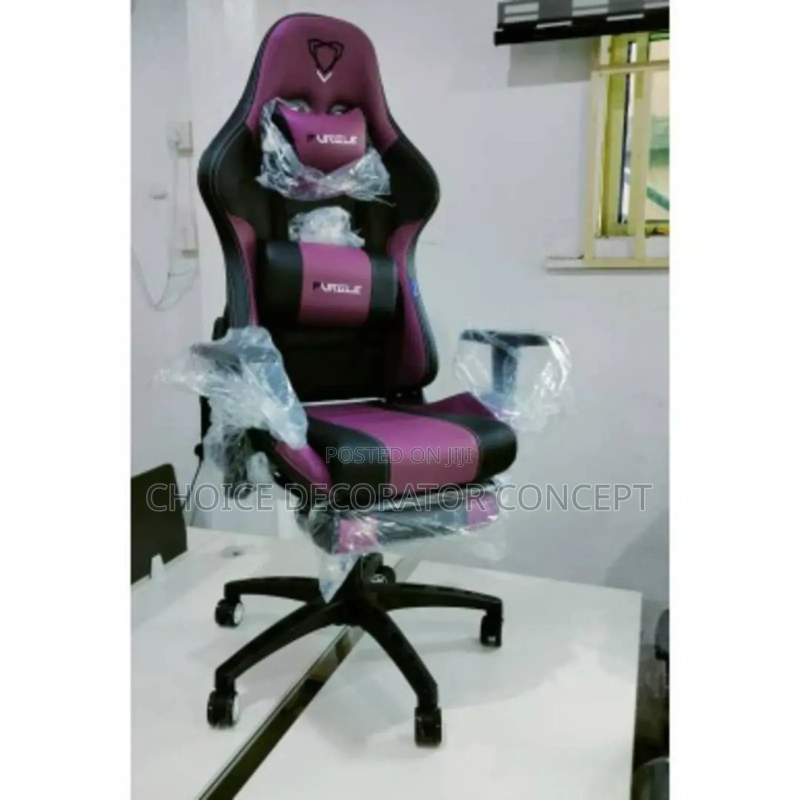 Reclining Ergonomic Gaming Chair(Black and Purple)