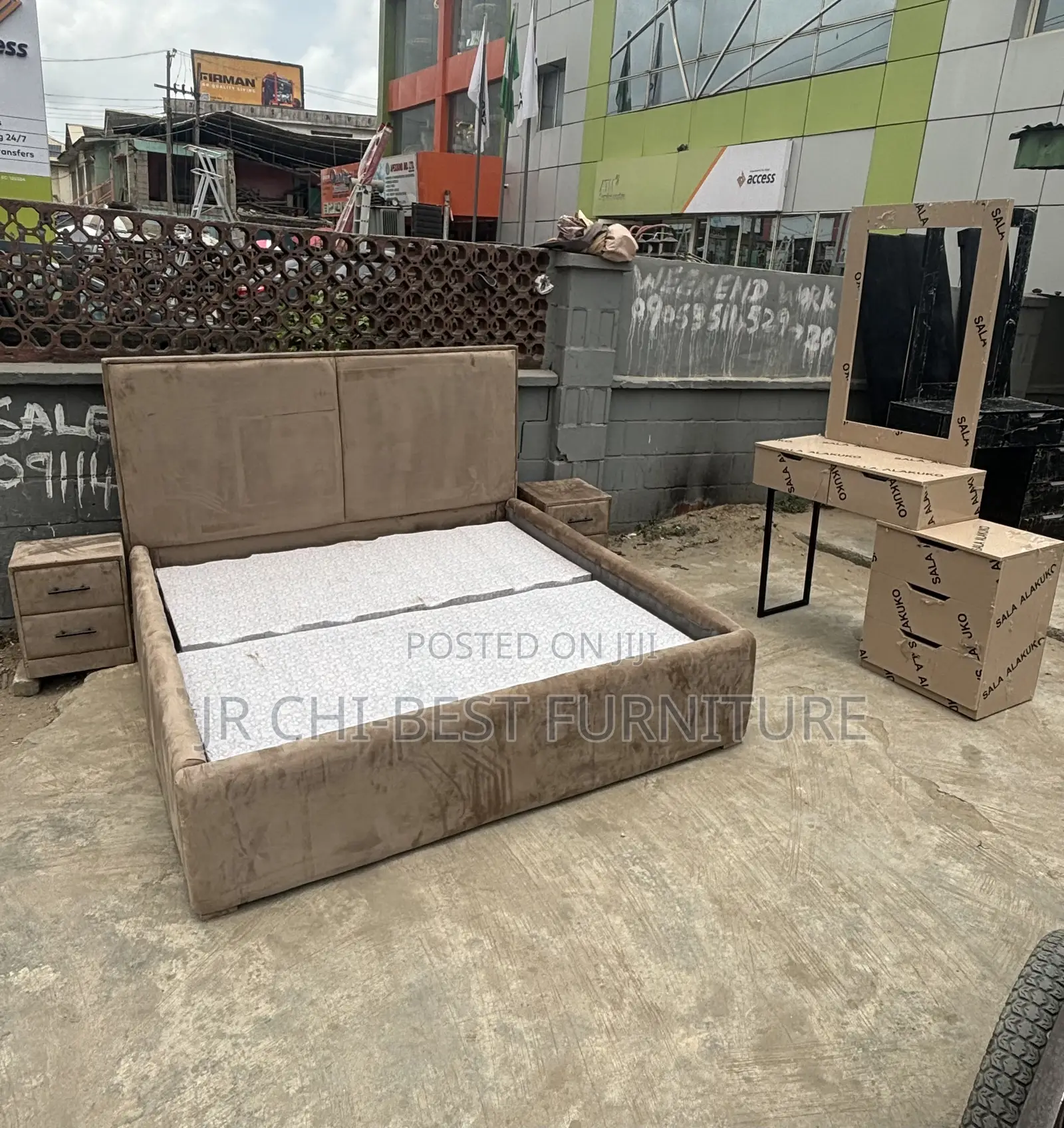 Upholstery Nearly Designed Padded 6 by 6 HDF Upholstery Bedframe Set
