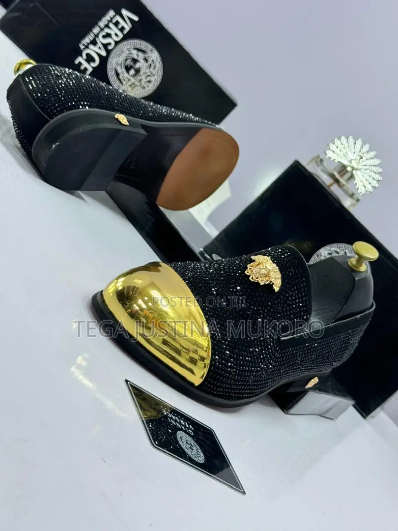 Studded Gold and Black Shoe for Men