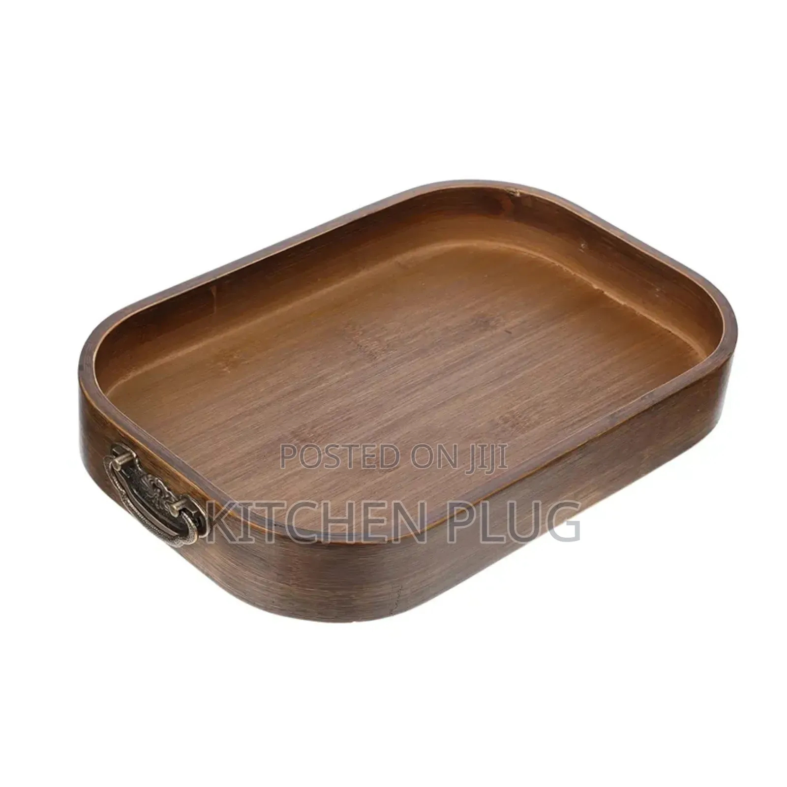 Bamboo Tray With Aged Metal Handle 『 33x23x5cm』