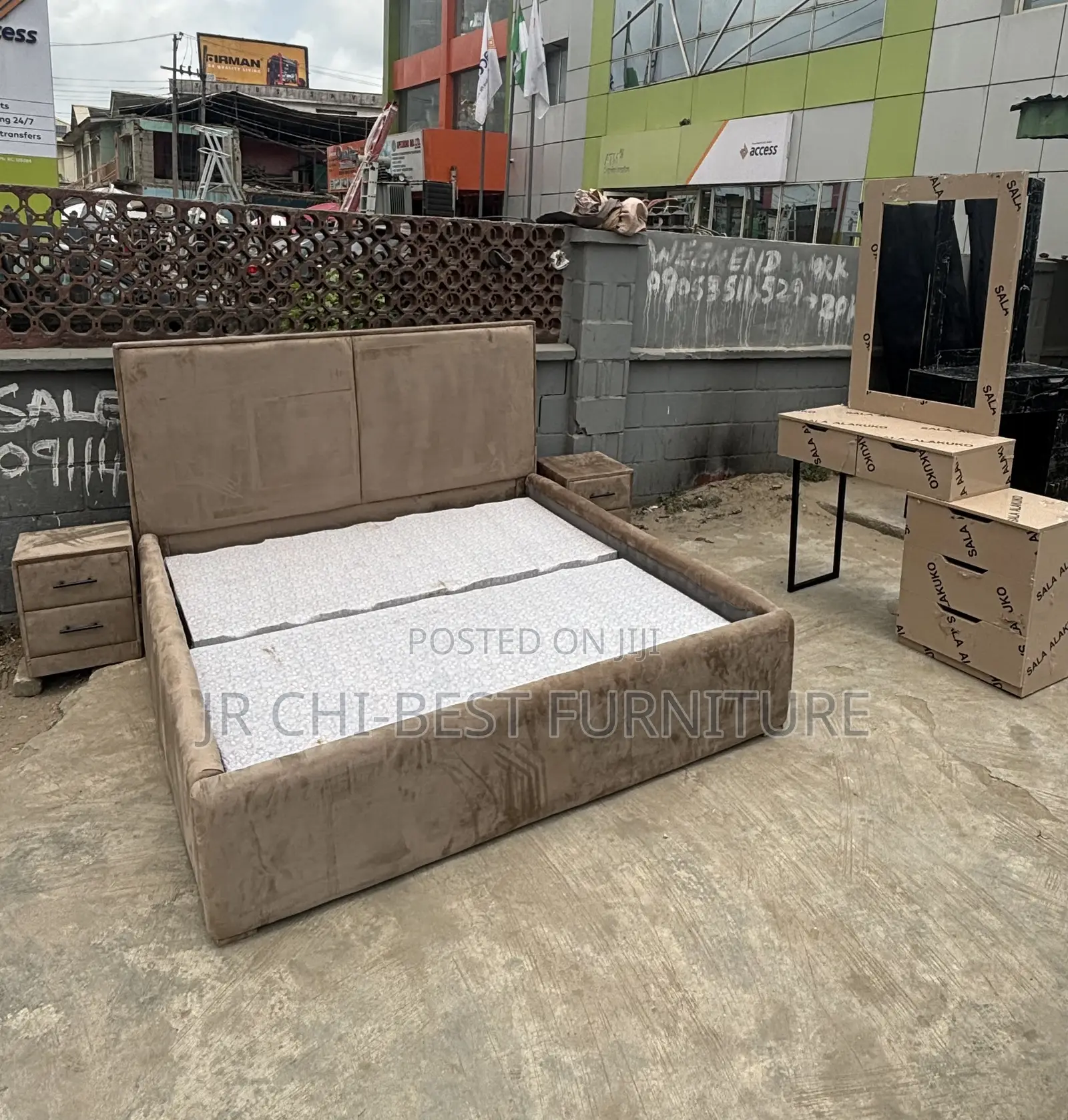 Fabricated Set of Quality 6 by 6 HDF Padded Bedframe