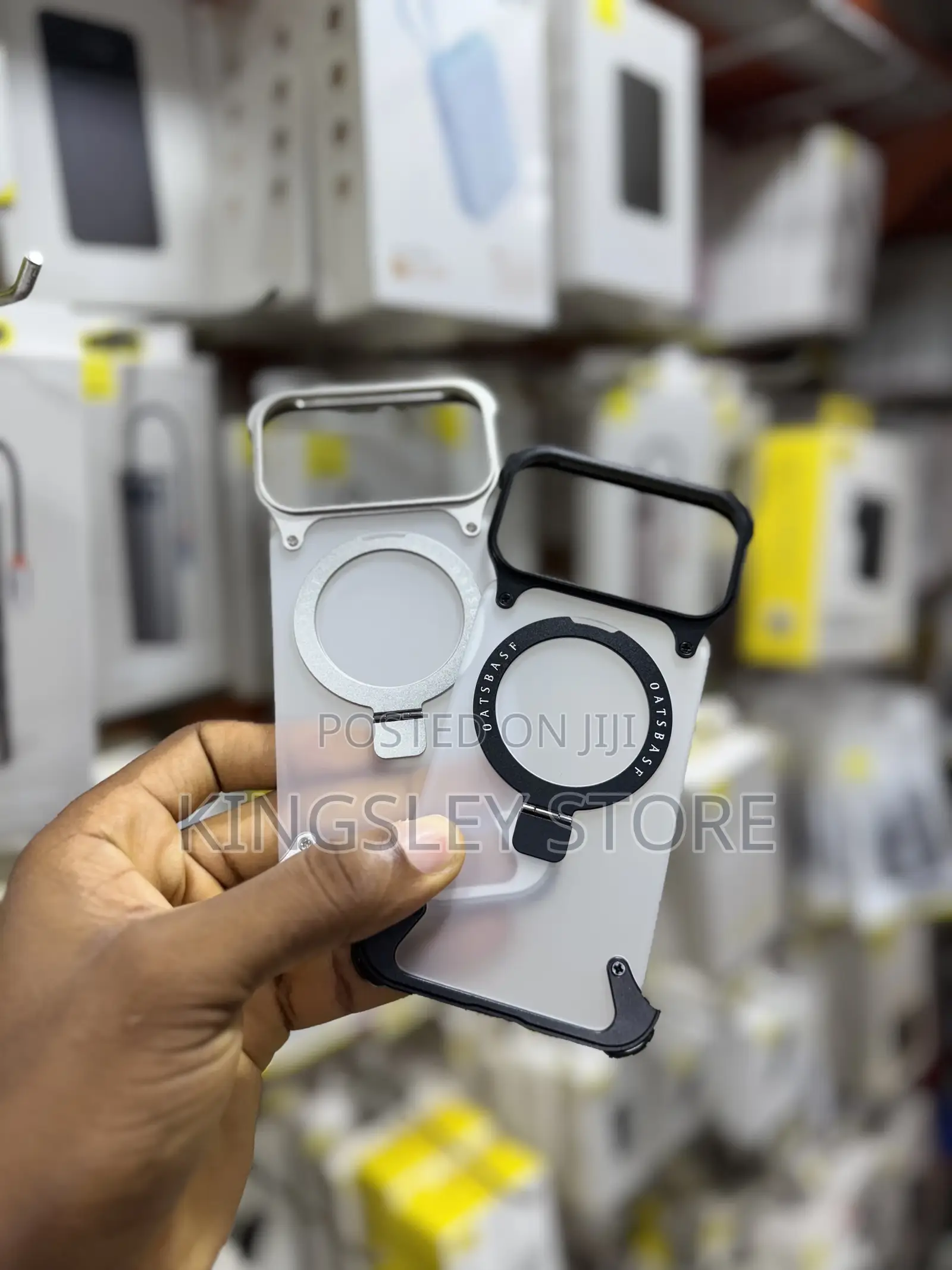Oatsbasf Magsafe Pivot Ringstand Air Cushion Metal Case for 17 Pro Max