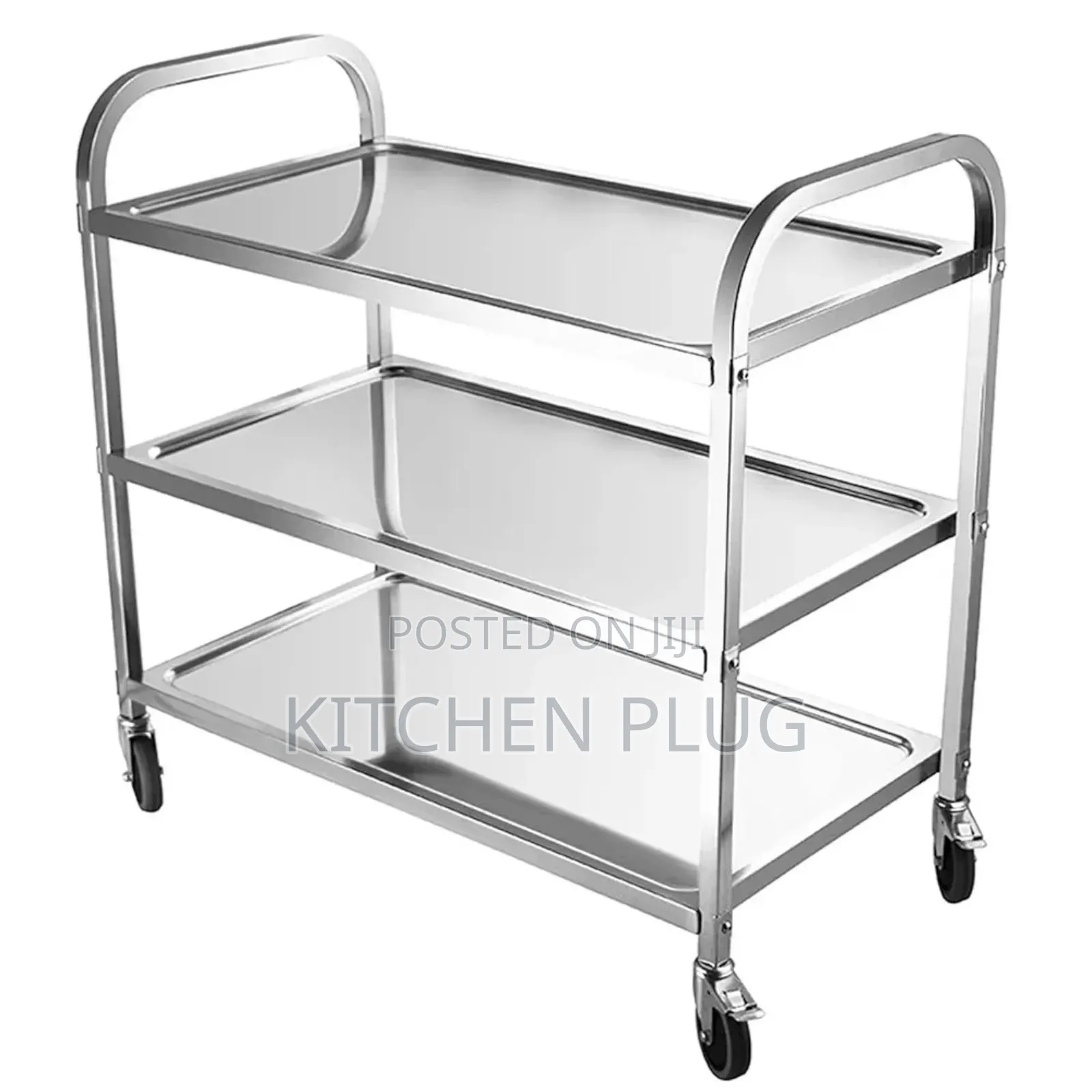 3-Tier Stainless Steel Serving Trolley With Wheels