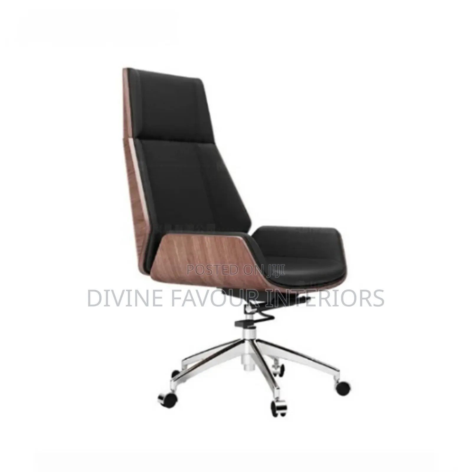 Walnut Veneer High Back Swivel Office Chair