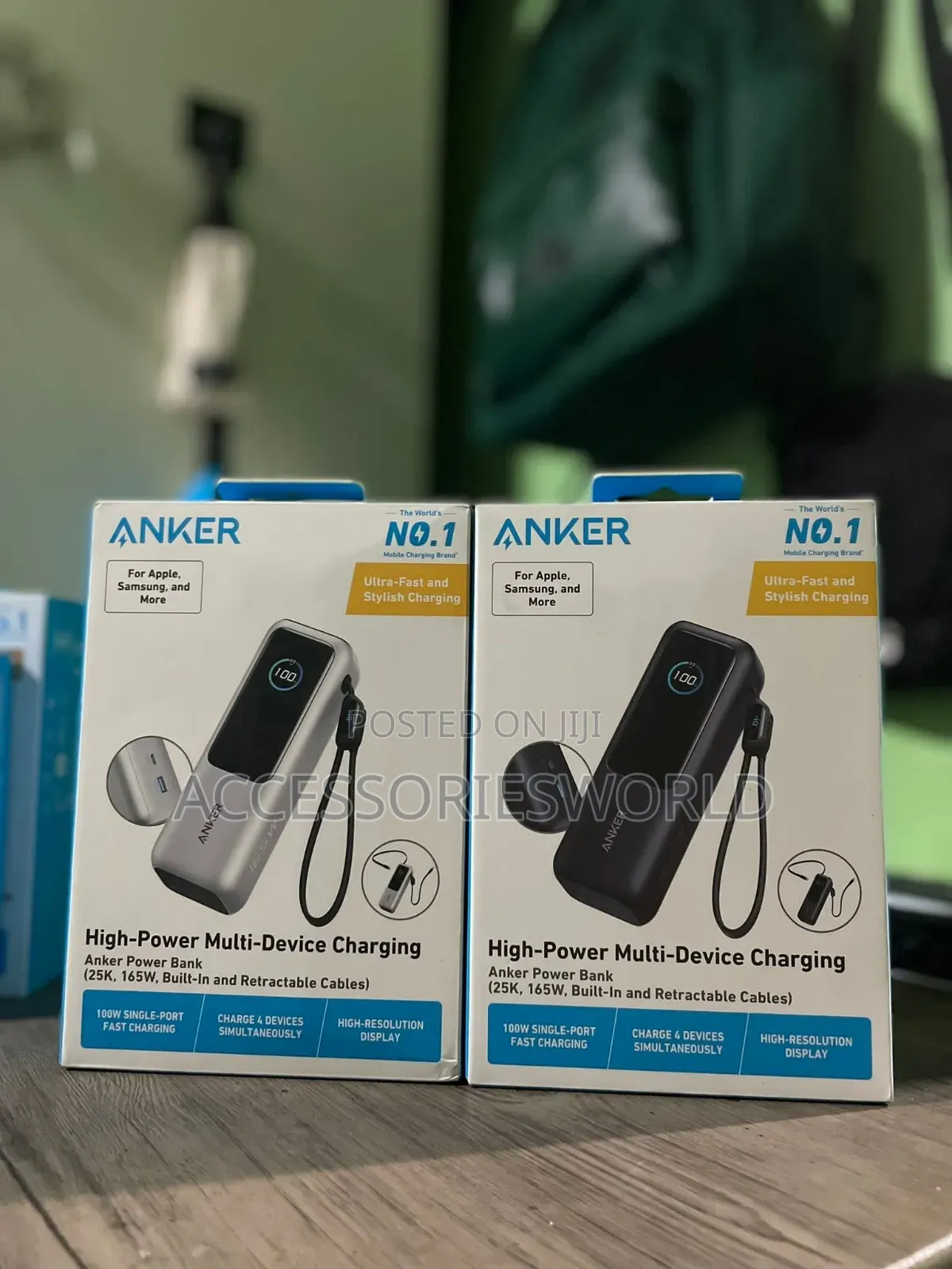 Anker Zolo Power Bank 165w Built-in and Retractable Cables