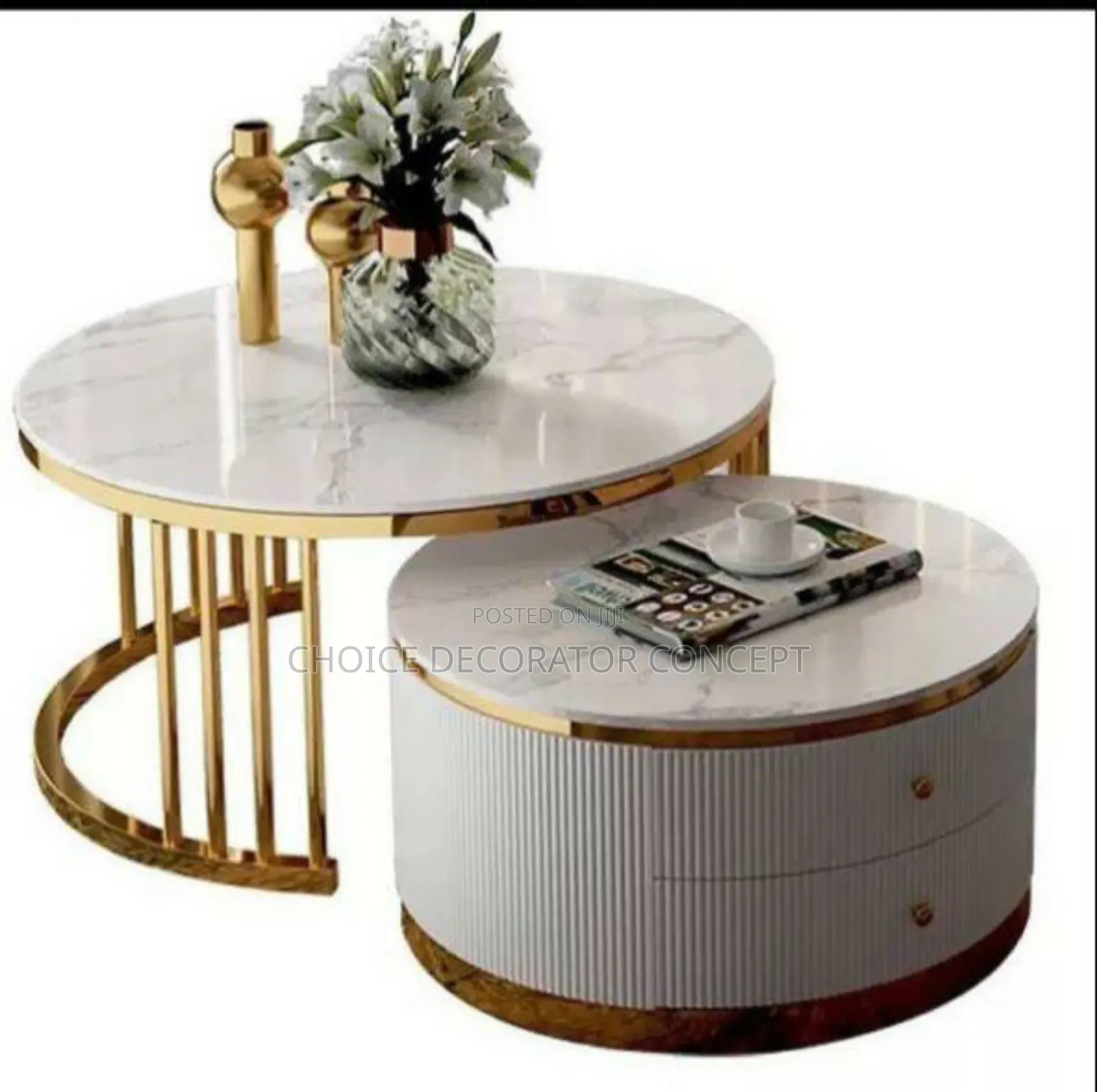 Luxury Marble Top Center Table Set (2 in 1)