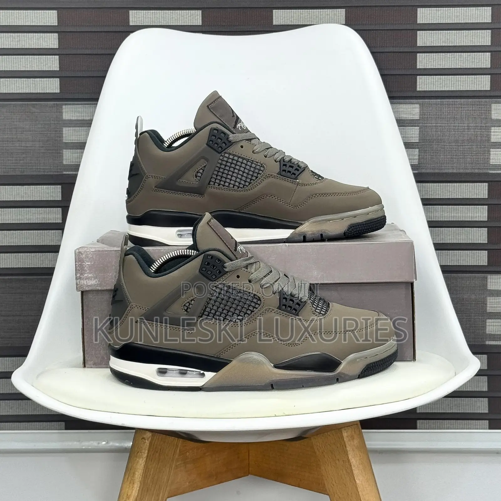 Original Air Jordan 4 Retro Cave Stone Sneakers