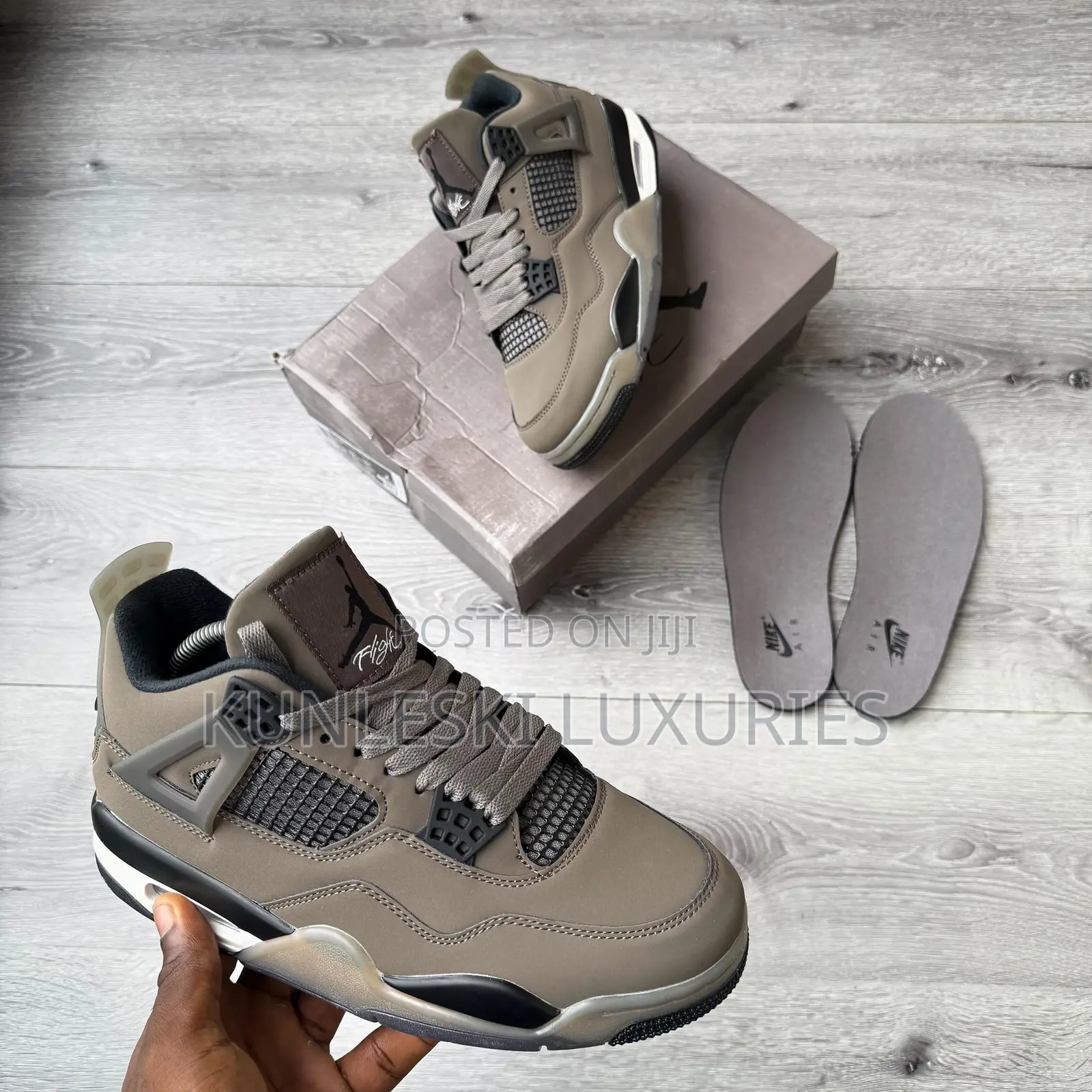 Original Air Jordan 4 Retro Cave Stone Sneakers