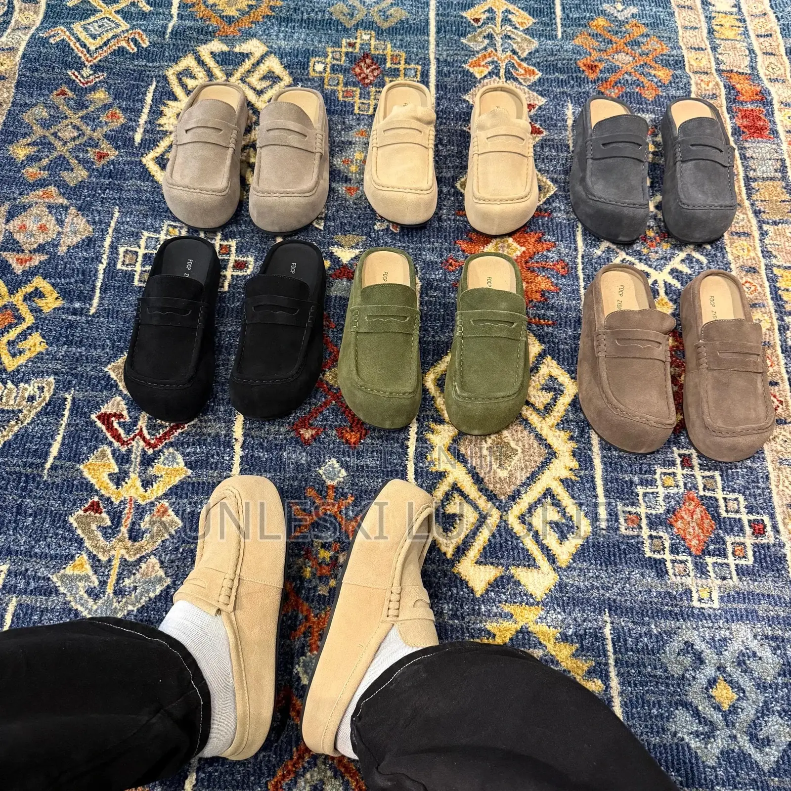 Original The Wrapped Fdcp Suede Louis Stitch Open Back Loafers Shoe