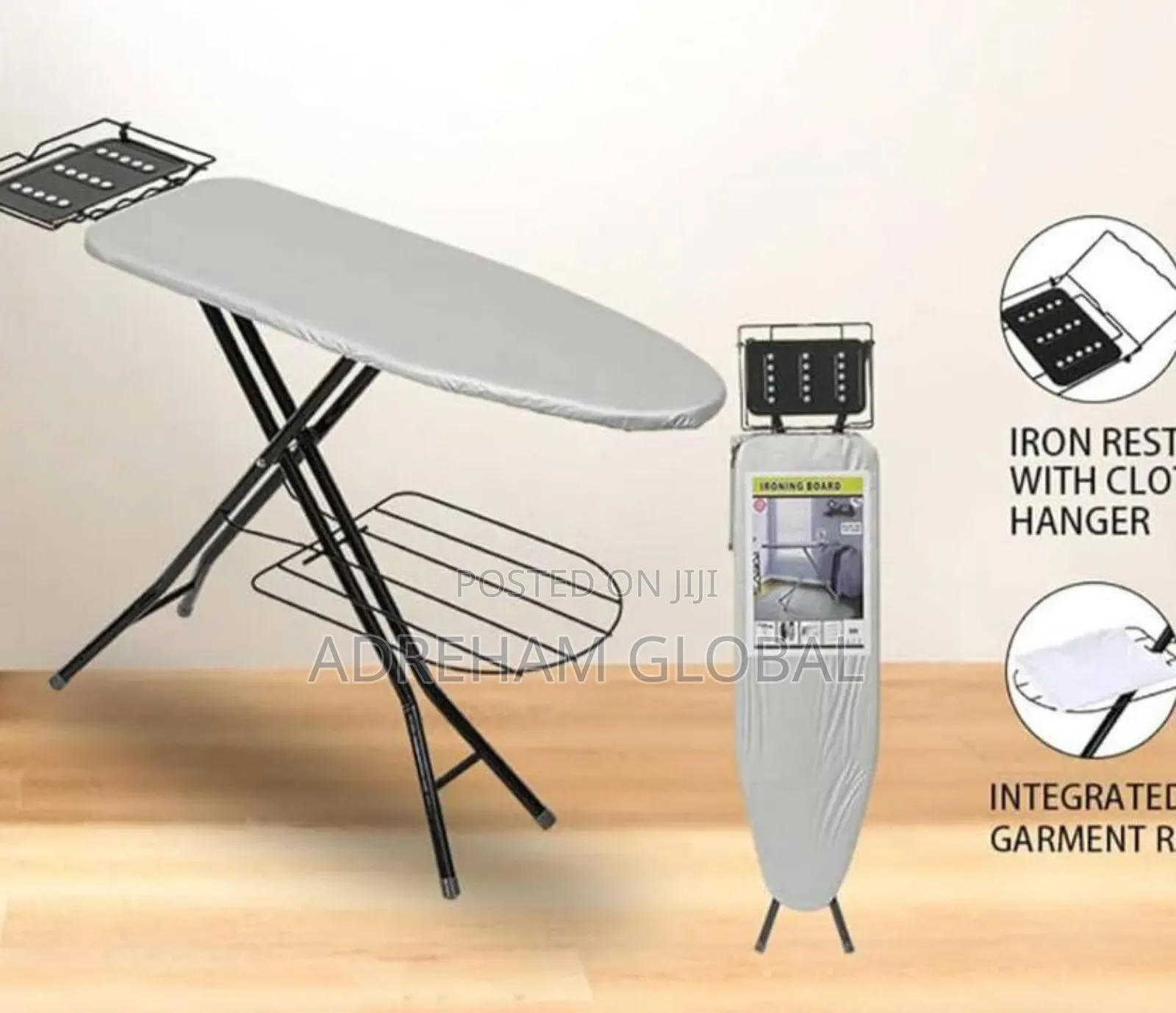 Ironing Board With Cloth Hanger and Iron Rest